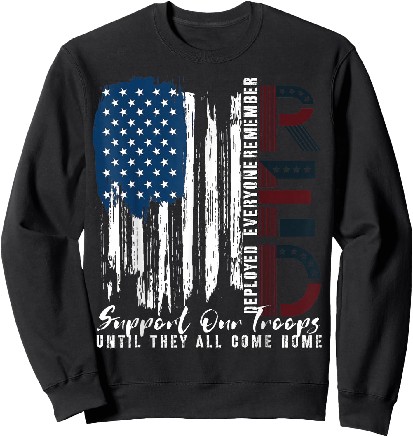 On Friday We Wear Red Friday Military Support troops US Flag Sweatshirt - Sweatshirt | Black