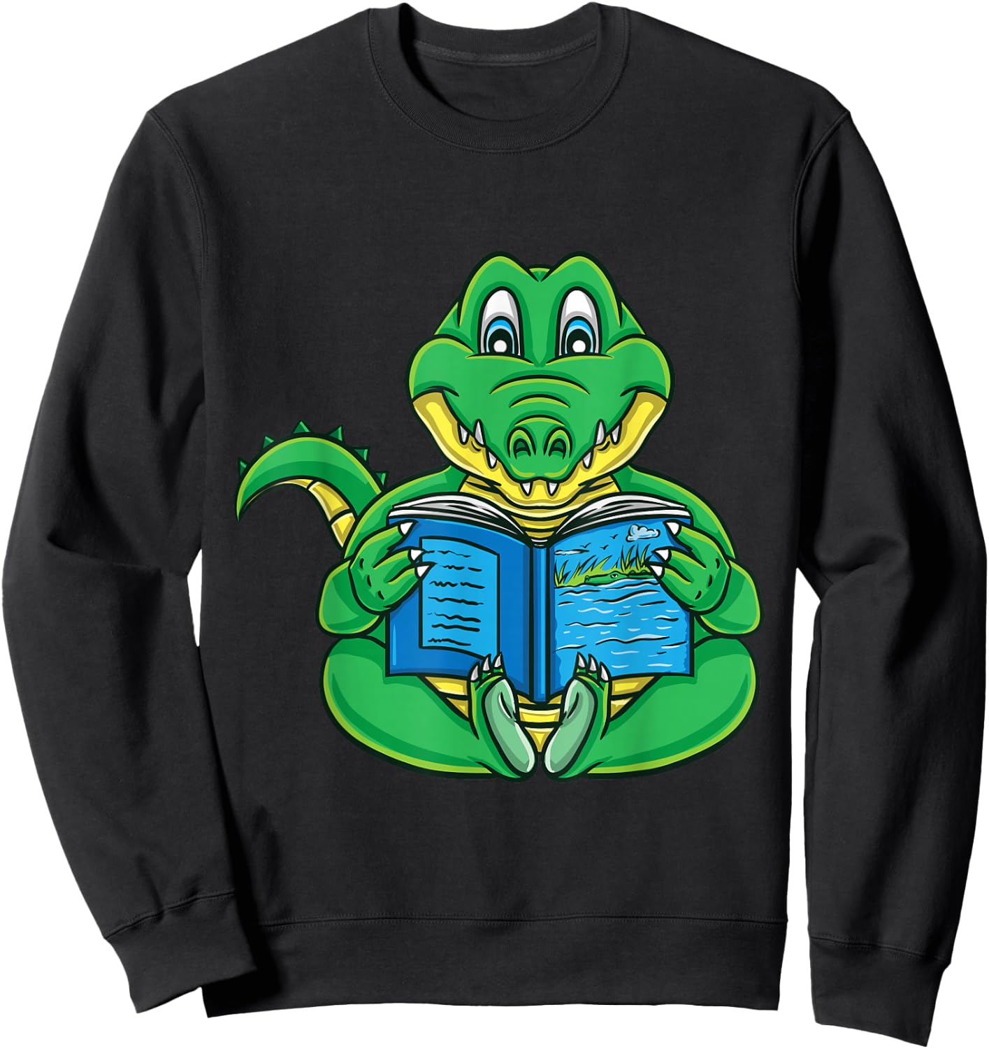 Crocodile Reading Book Librarian Sweatshirt - Sweatshirt | Black