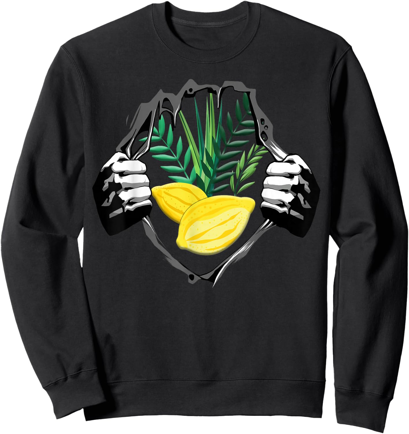 Super Sukkot Lulav and Etrog Funny Holiday Jewish Hebrew Sweatshirt - Sweatshirt | Black