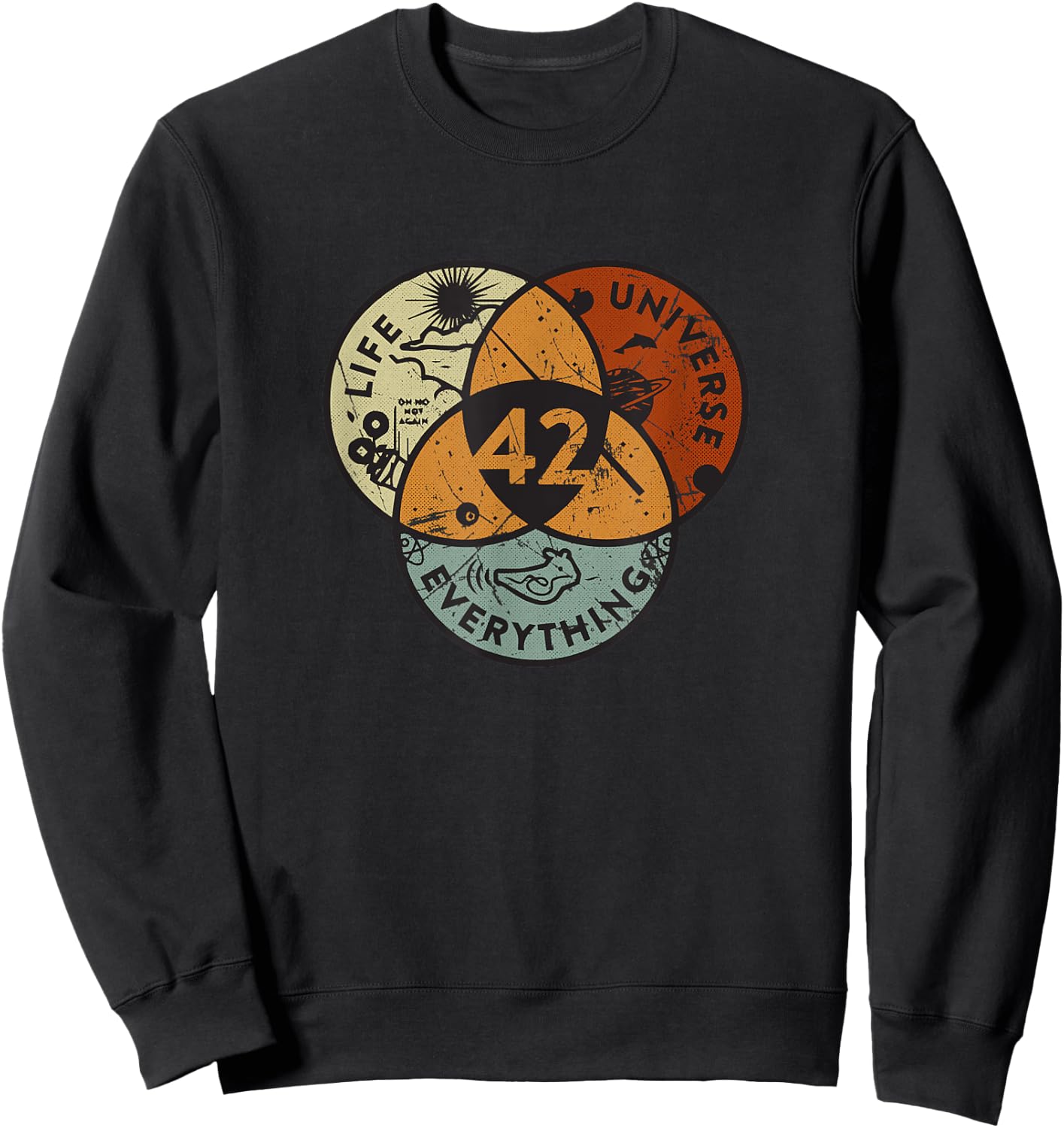 Venn Diagram Life The Universe And Everything - 42 Life Sweatshirt - Sweatshirt | Black