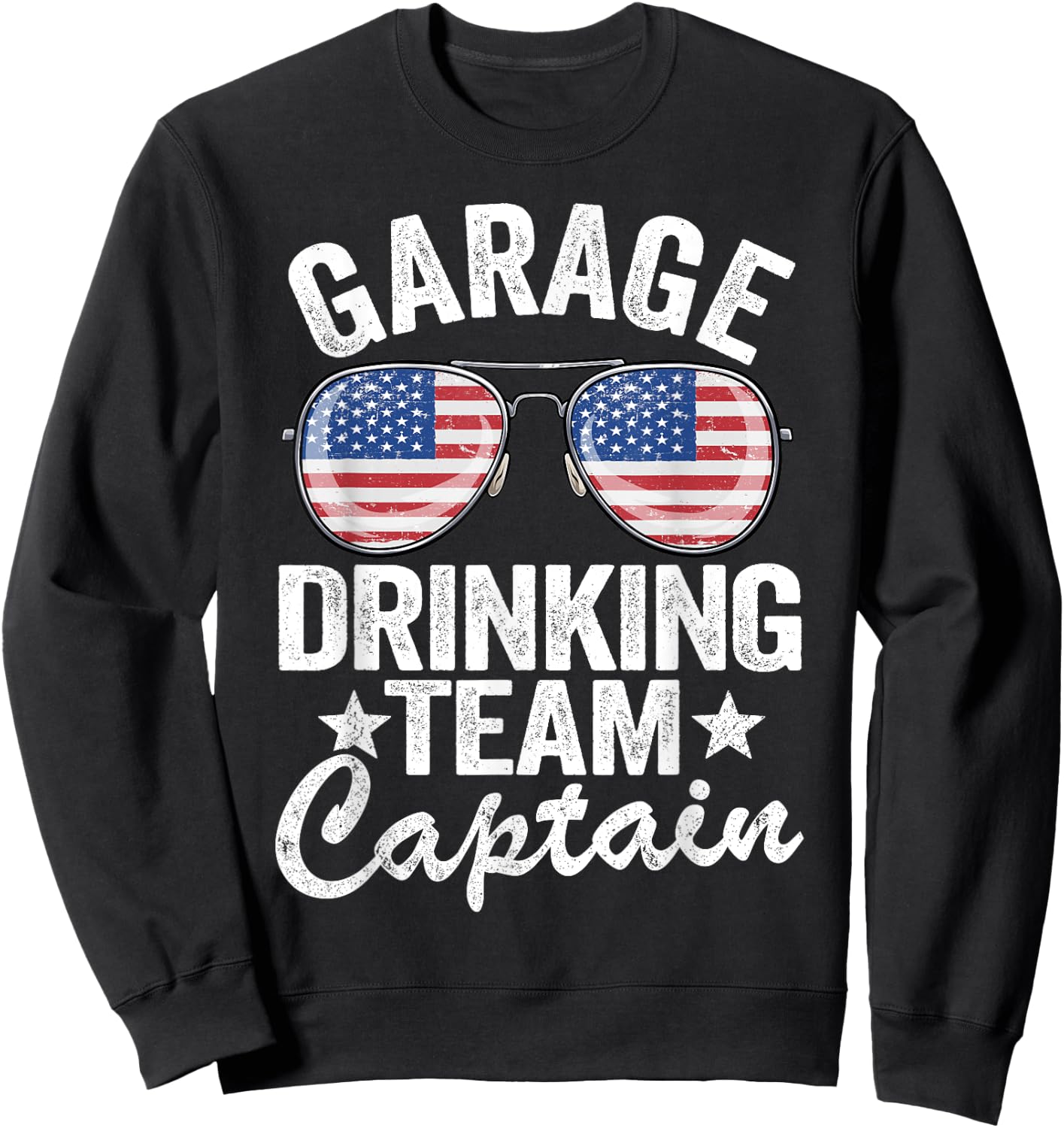 4th Of July Beer American Flag Garage Drinking Team Captain Men Sweatshirt - Sweatshirt | Black