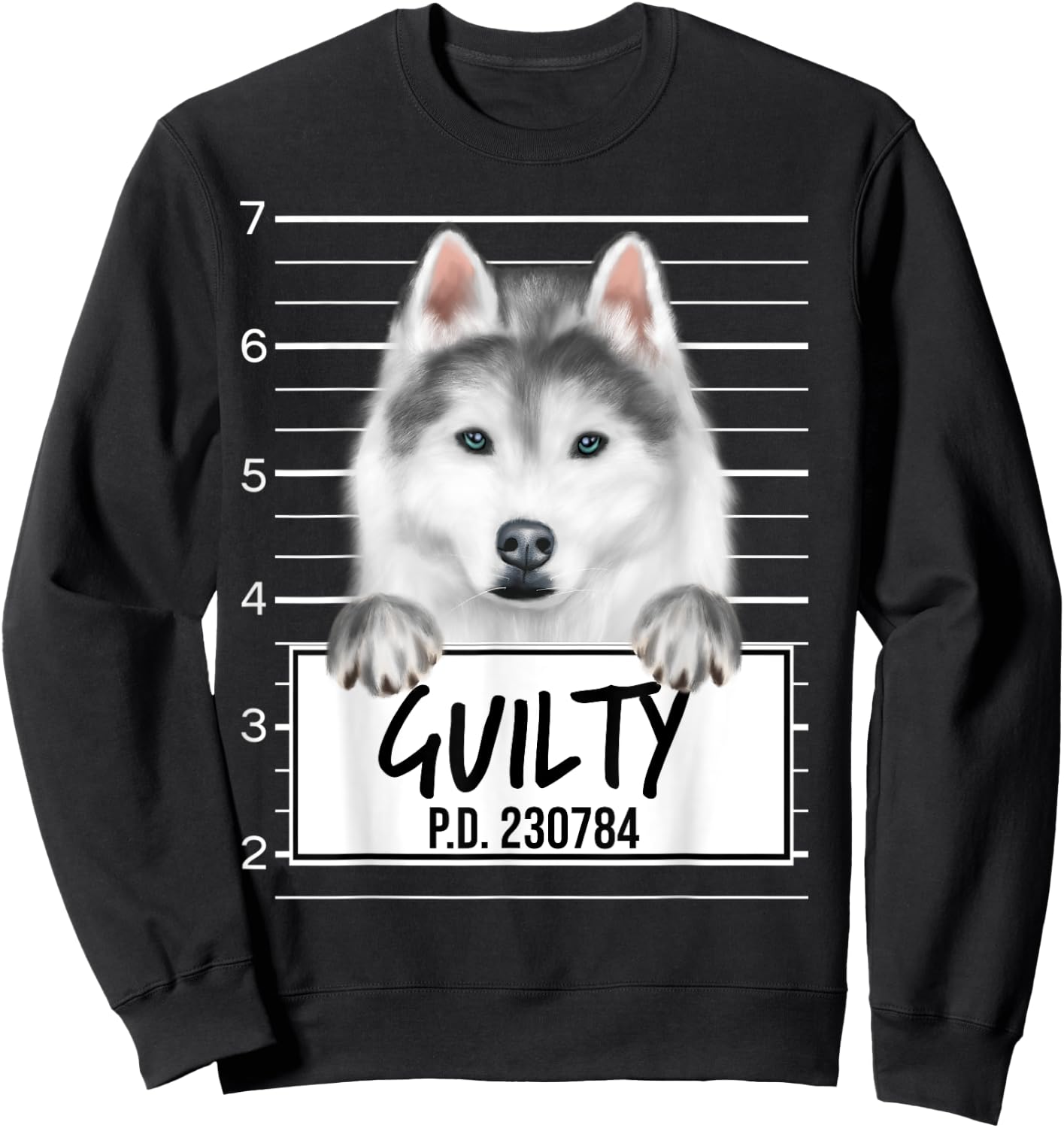 Funny Siberian Husky Mugshot Guilty Dog Sweatshirt - Sweatshirt | Black
