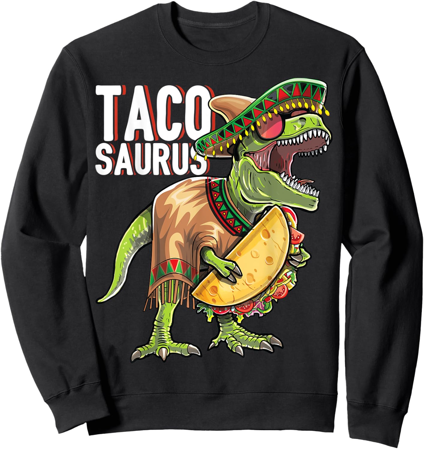 Tacosaurus Cinco De Mayo Dinosaur Taco Party Gift Kids Sweatshirt - Sweatshirt | Black