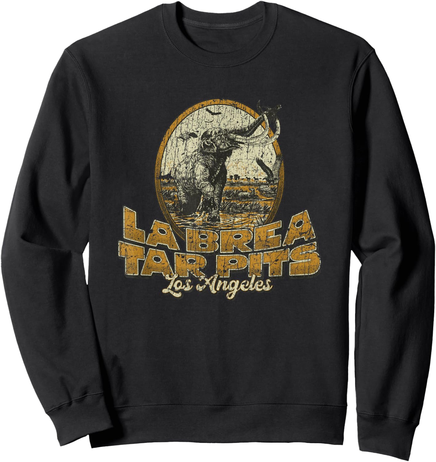 Funny Brea Tar Pits 70s Vintage Sweatshirt - Sweatshirt | Black
