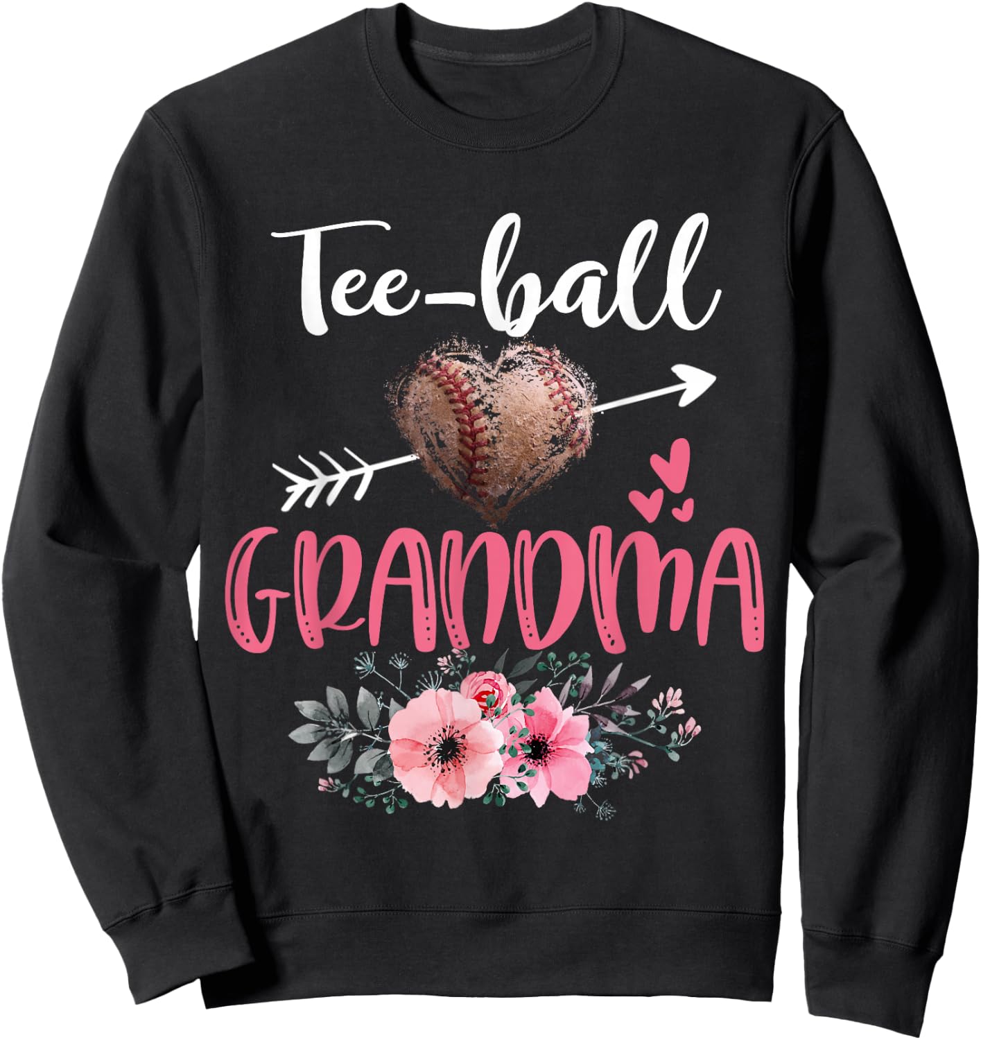 Ball Grandma Floral Funny Ball Heart Mother's Day Sweatshirt - Sweatshirt | Black
