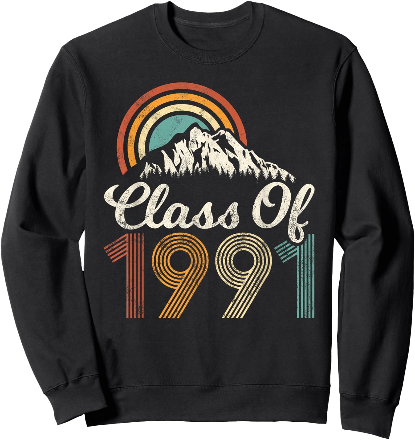Vintage Class Of 1991 High School College Reunion Distressed Sweatshirt - Sweatshirt | Black