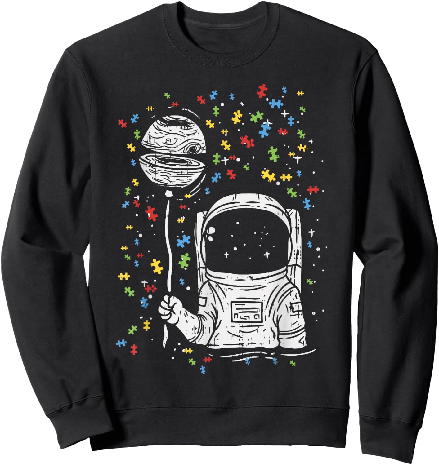 Astronaut Balloon Autism Awareness Space Kids Boy Gift Sweatshirt - Sweatshirt | Black