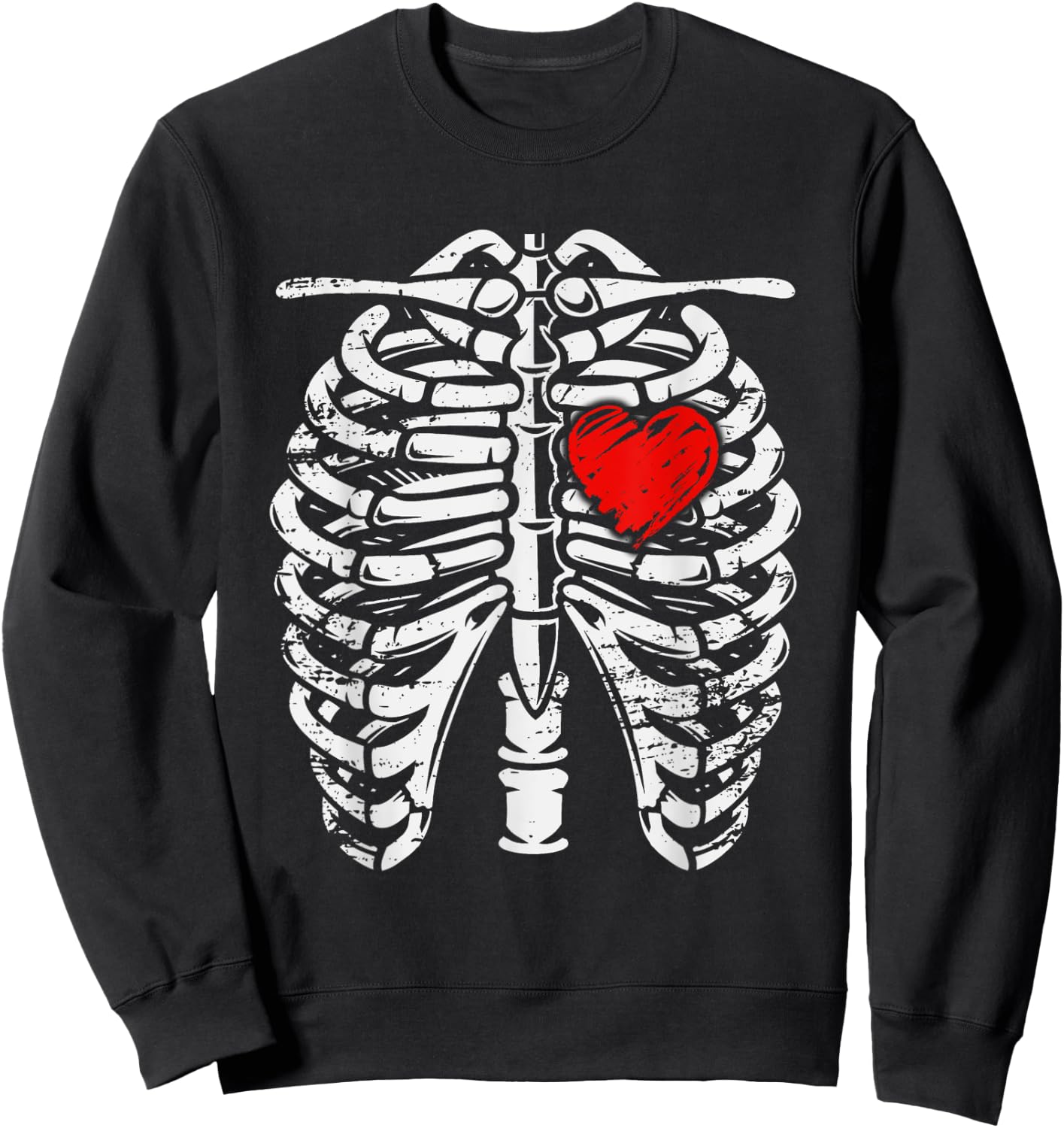 Rib Cage - Heart - Skeleton - Anatomy - X-Ray - Halloween Sweatshirt - Sweatshirt | Black