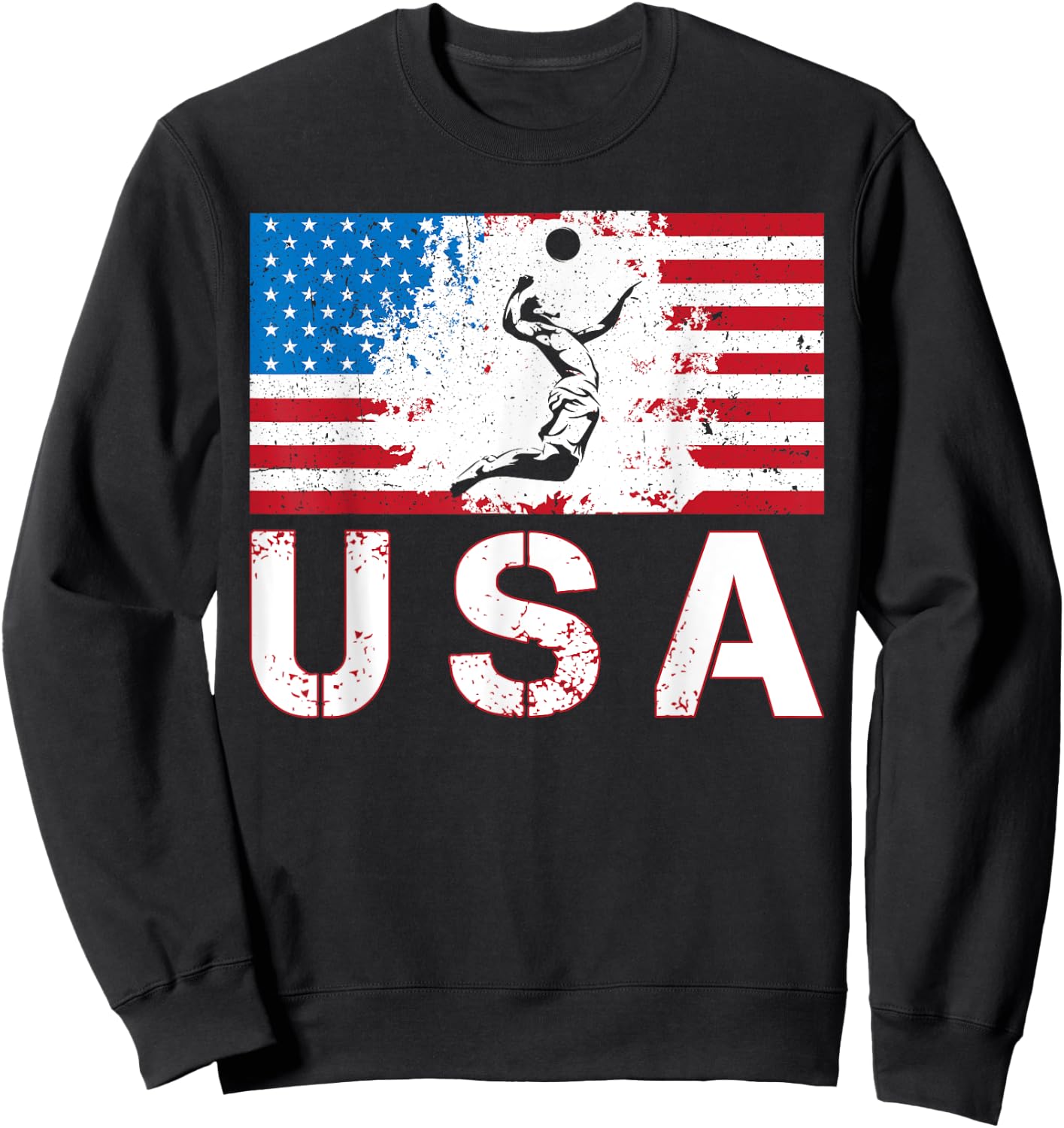 Volleyball USA team American flag US Volleyball men women Sweatshirt - Sweatshirt | Black