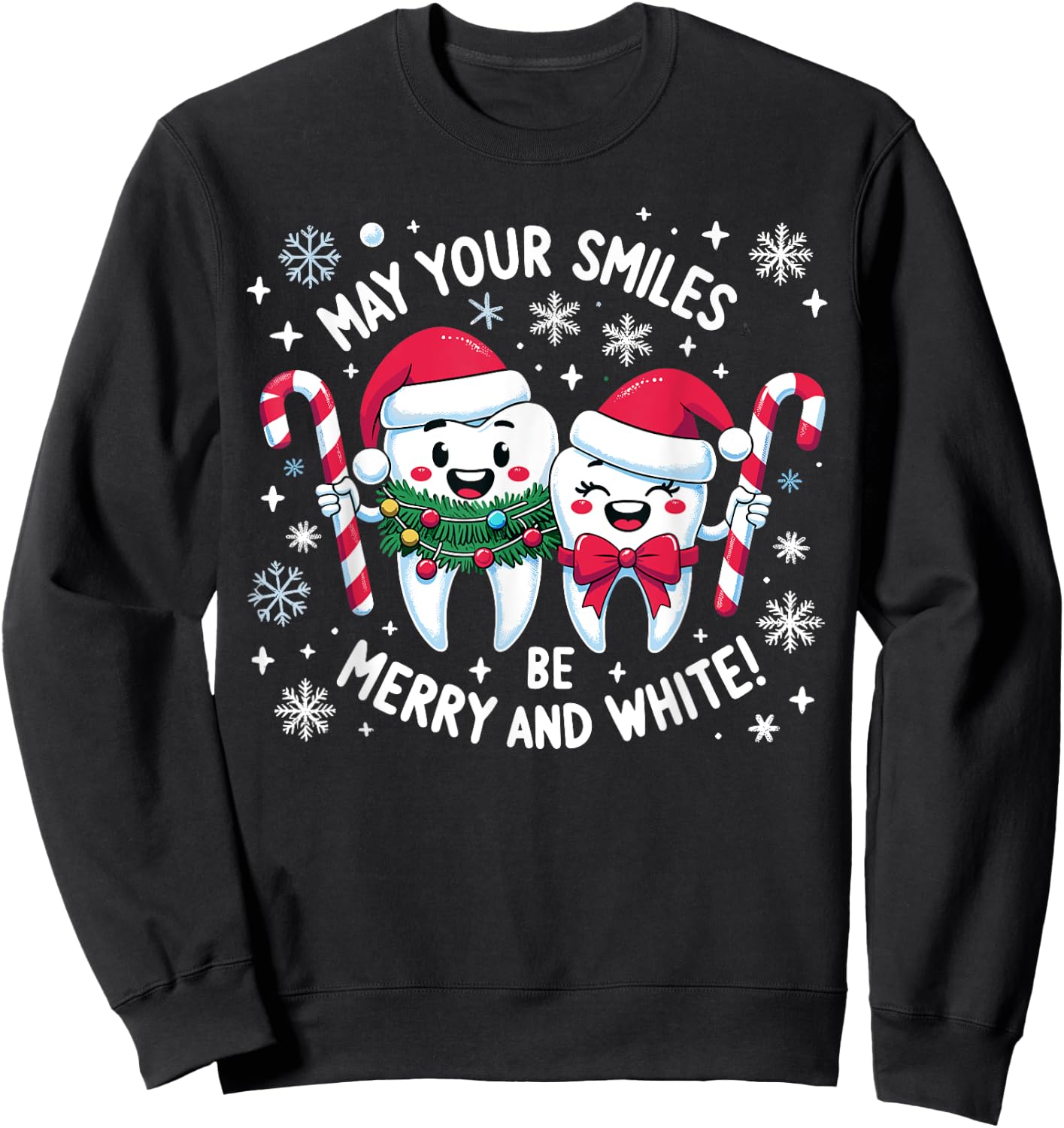Merry and White Dental Christmas - Festive Dental Squad Xmas Sweatshirt - Sweatshirt | Black
