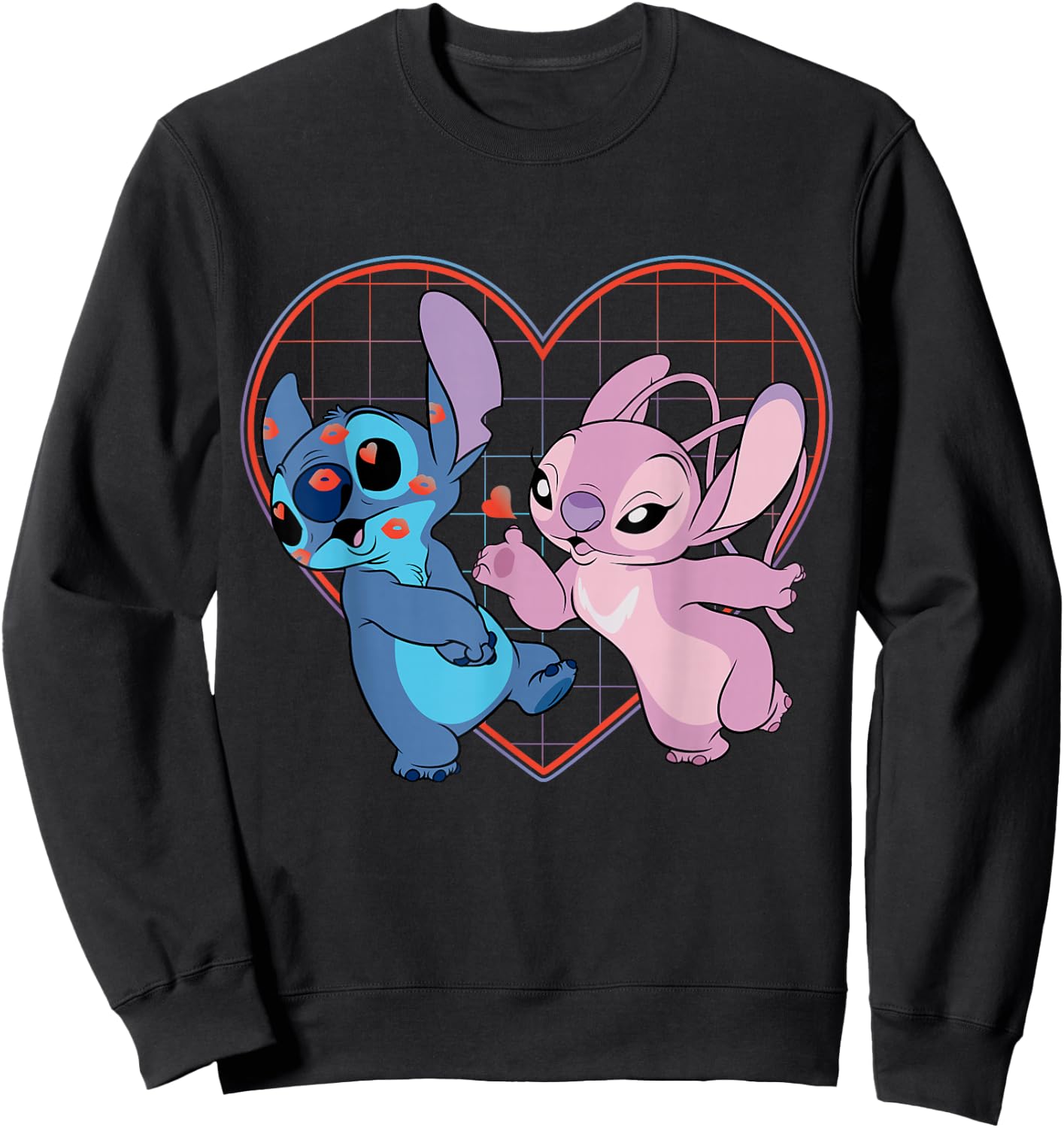 Disney Lilo and Stitch Angel Heart Kisses Sweatshirt - Sweatshirt | Black
