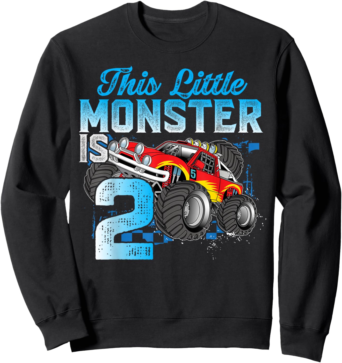 Birthday 2 Years Old Kid Monster Truck 2nd B-day Funny Sweatshirt - Sweatshirt | Black