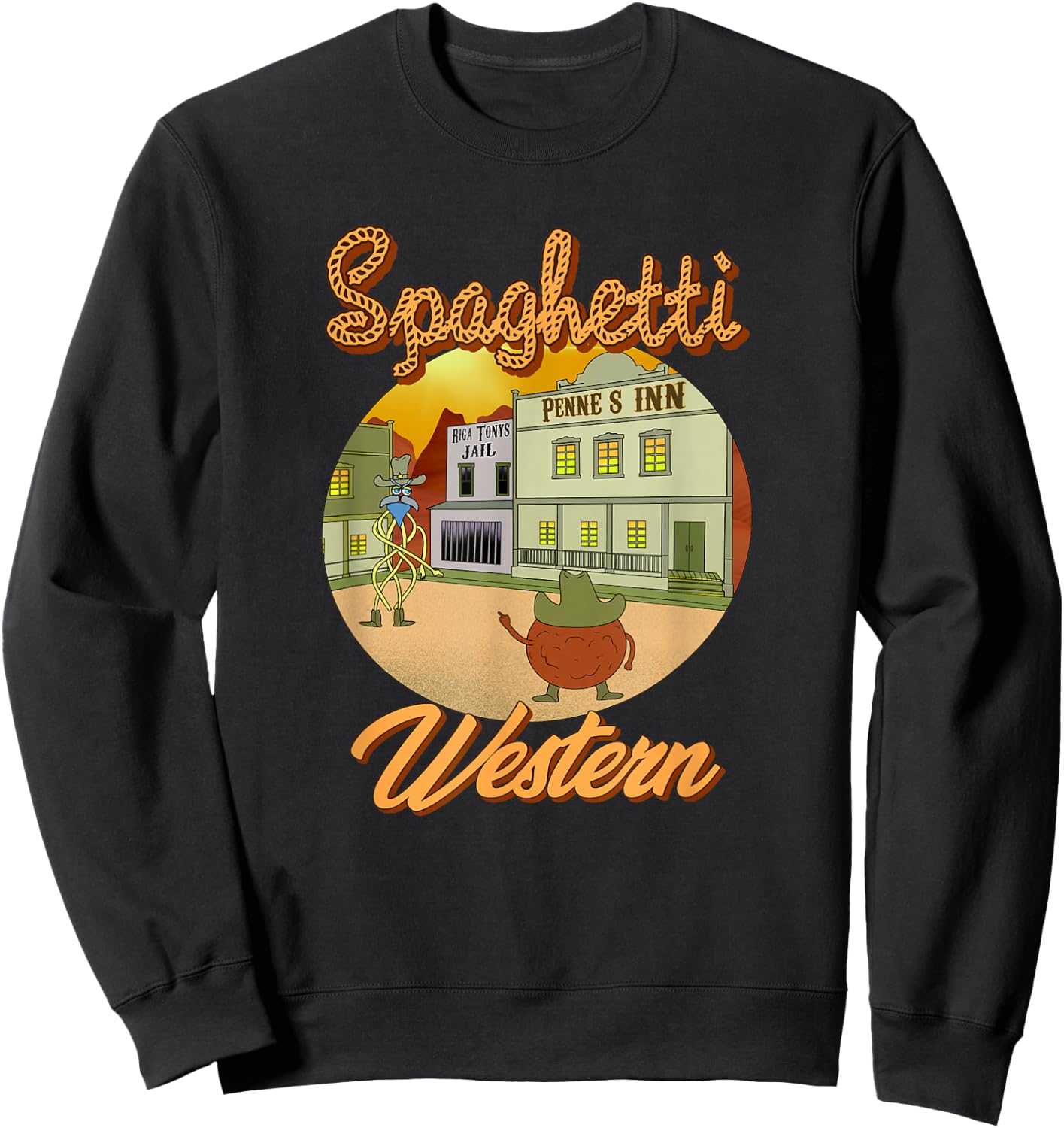 Spaghetti Western, Funny Italian Spaghetti, Pasta Meatballs Sweatshirt - Sweatshirt | Black