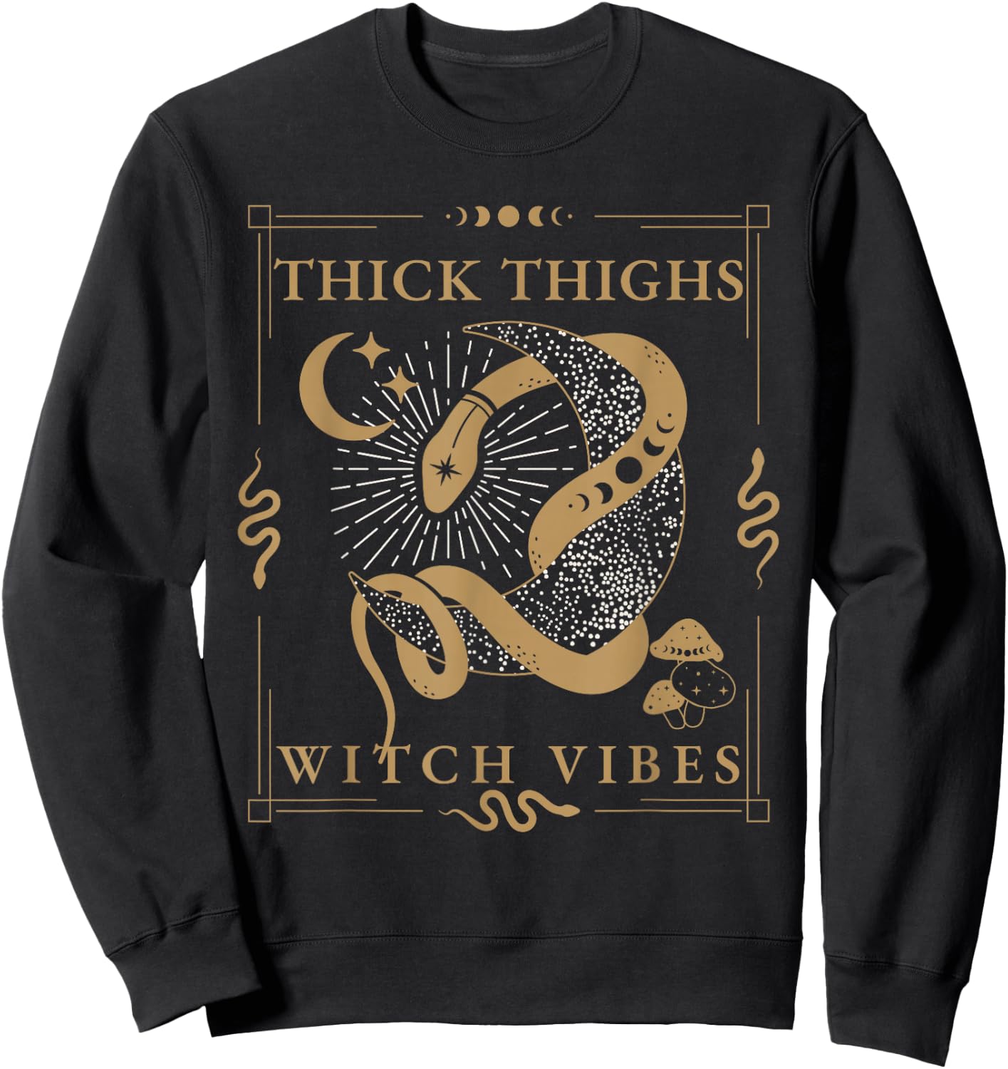Snakes & Tarot Tattoo Aesthetic Thick Thighs Witch Vibes Sweatshirt - Sweatshirt | Black