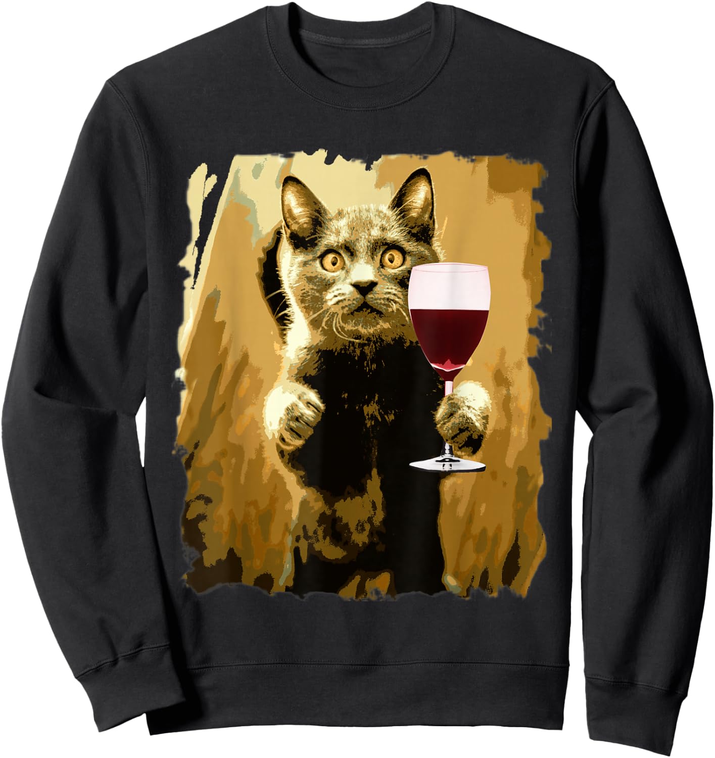 Wine Tasting Funny Cat Sweet Drinking Wine Lover Sweatshirt - Sweatshirt | Black