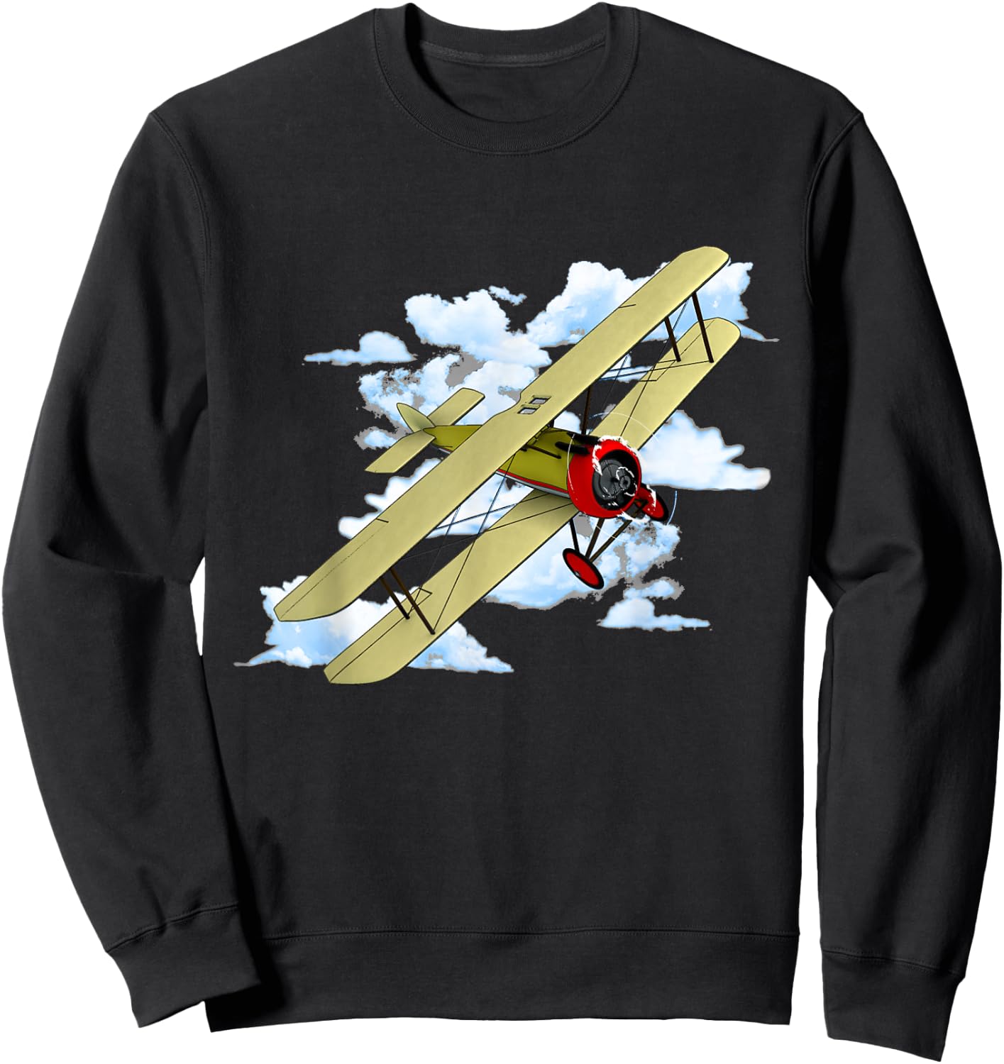 Vintage Aviation Biplane Sweatshirt - Sweatshirt | Black