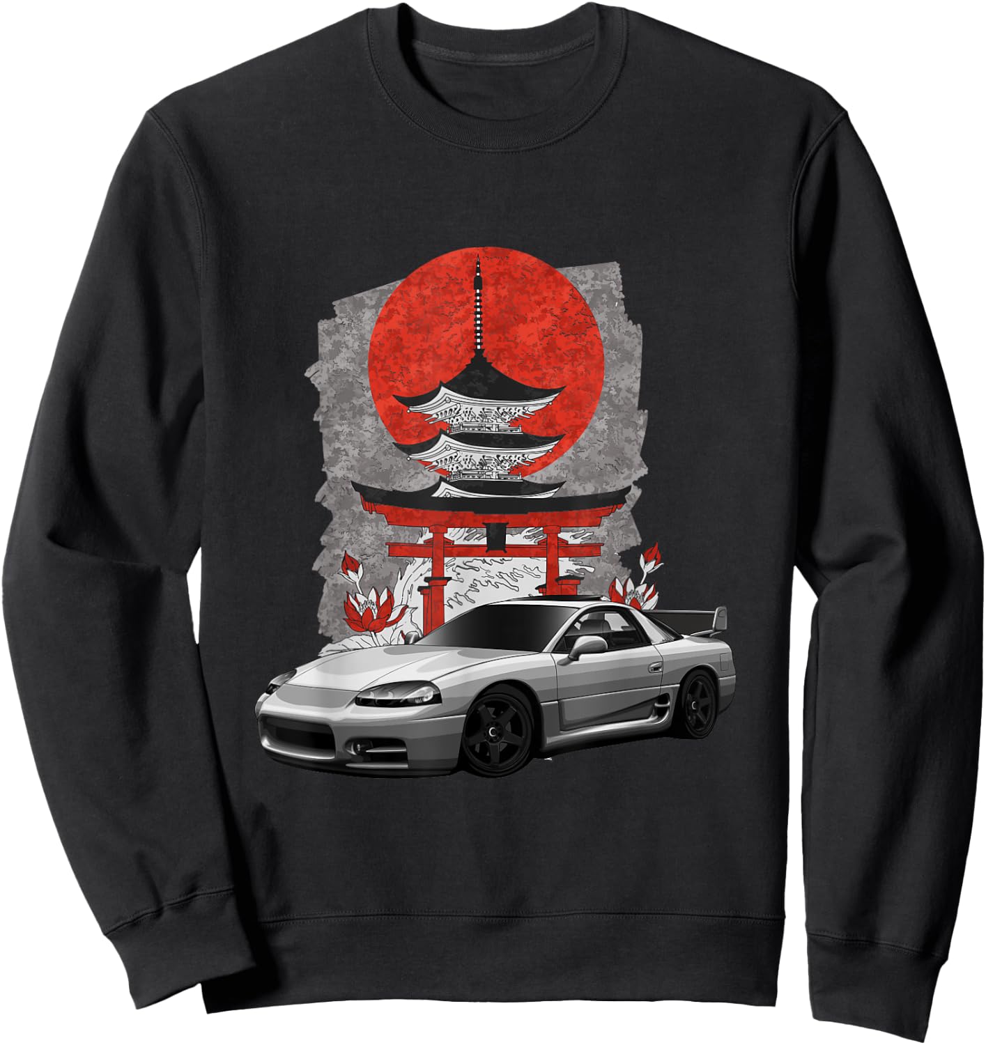 JDM 3000GT Auto Tuning Japan Shinto Shrine Drift Sweatshirt - Sweatshirt | Black