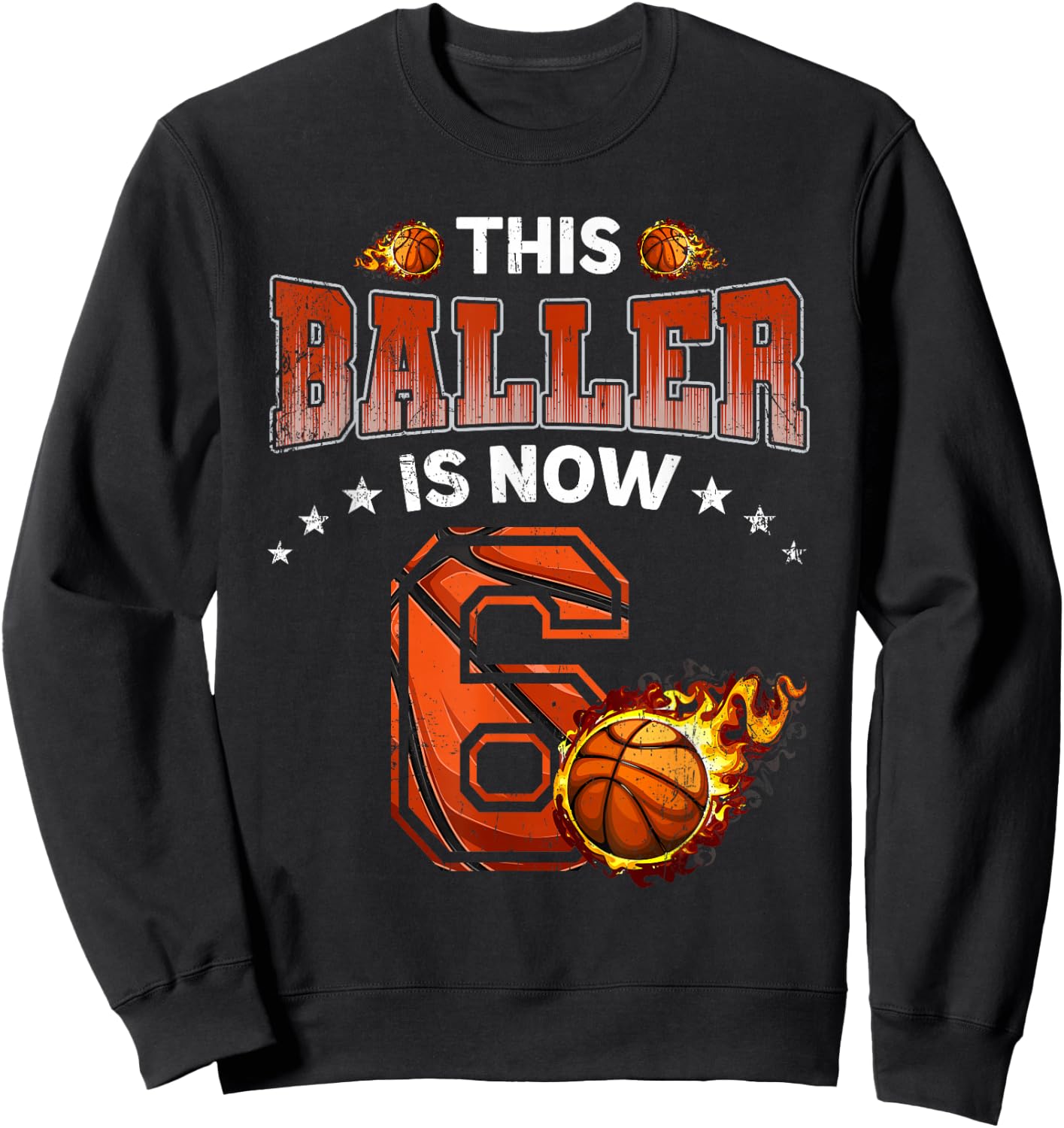 6th Birthday Boys Basketball Player Gifts 6 Years Old Kids Sweatshirt - Sweatshirt | Black