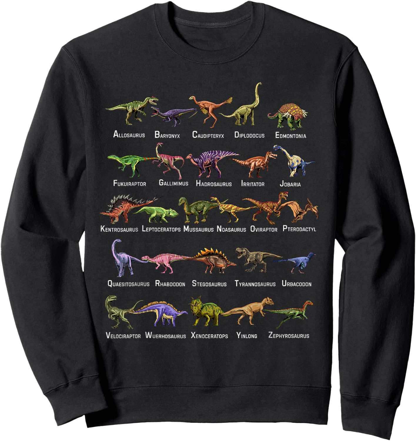 Dinosaur Alphabet Shirt Educational Dino Dinosaur Lover Kids Sweatshirt - Sweatshirt | Black