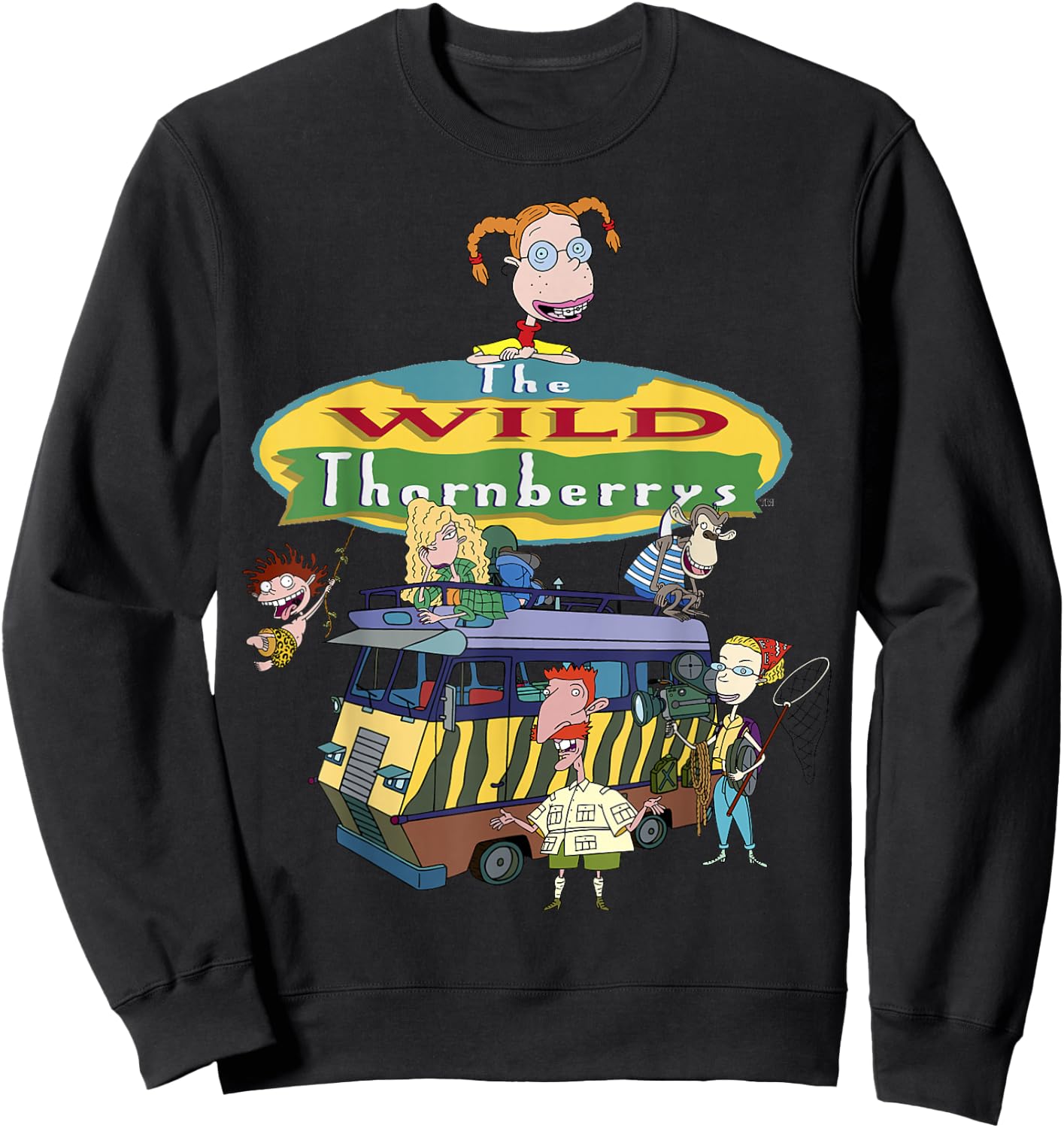 The Wild Thornberrys Family Van Group Title Logo Sweatshirt - Sweatshirt | Black