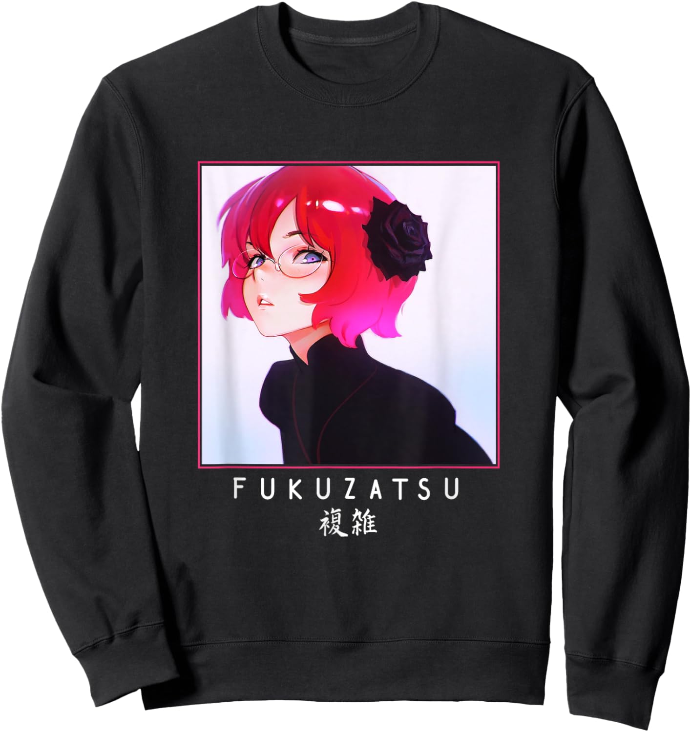 Anime Girl Japanese Aesthetic anime Otaku Sweatshirt - Sweatshirt | Black