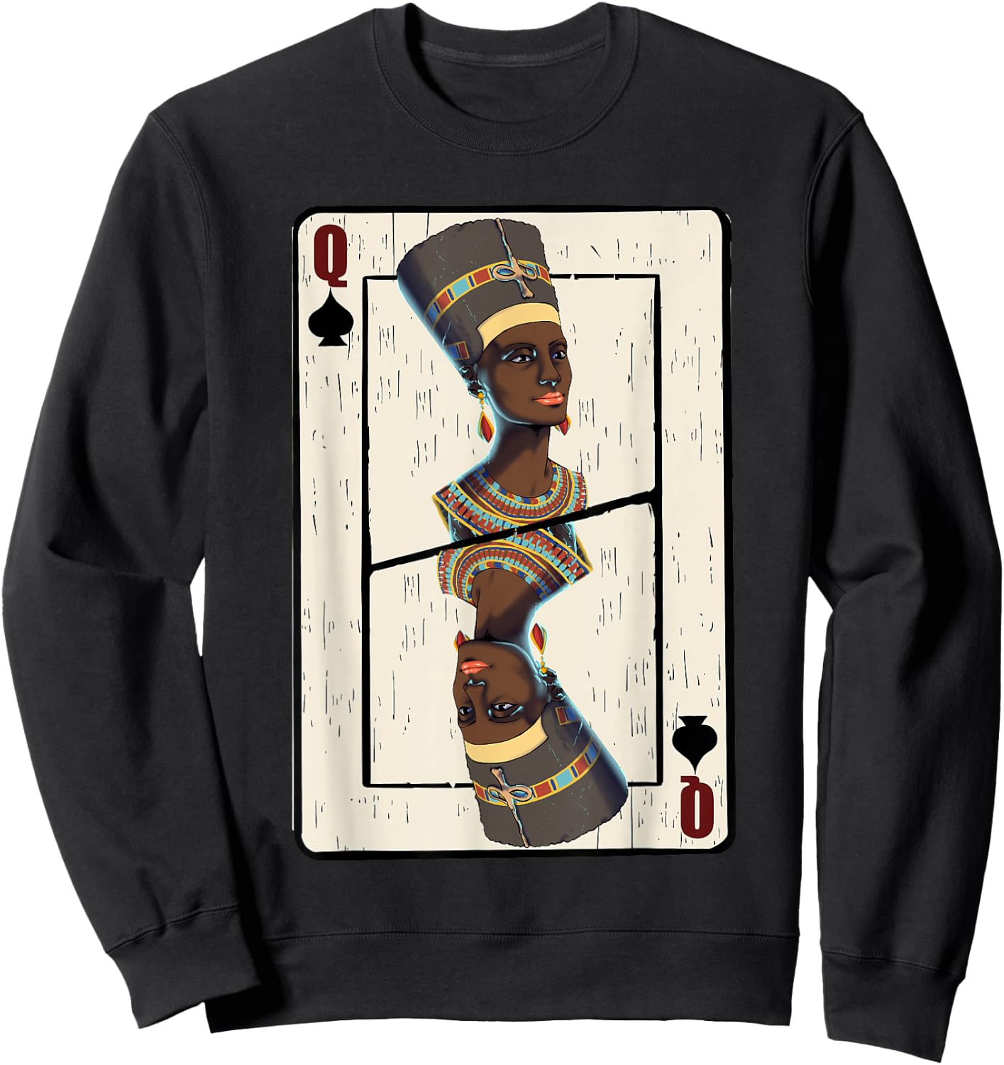 Queen Spades African American Card Halloween Sweatshirt - Sweatshirt | Black