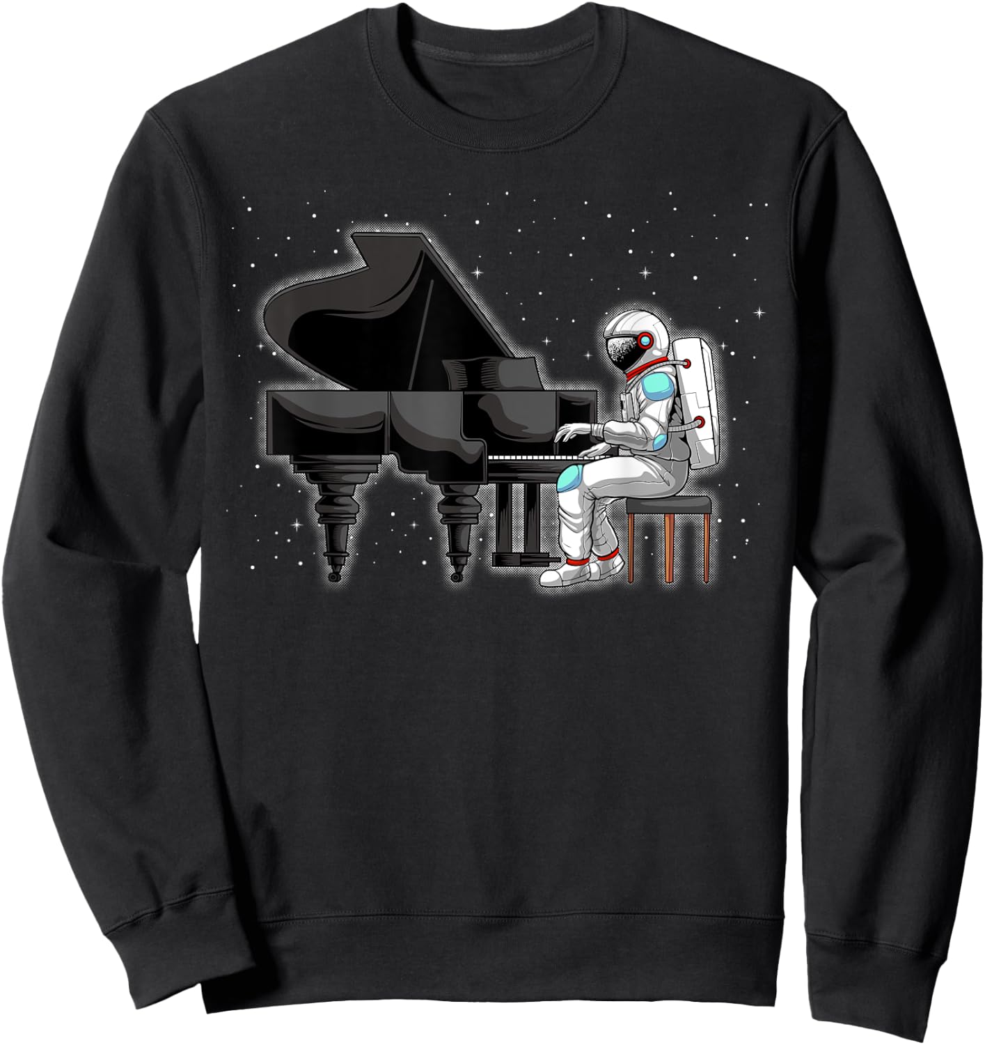 Cool Piano Art Women Keyboard Piano Player Astronaut Sweatshirt - Sweatshirt | Black
