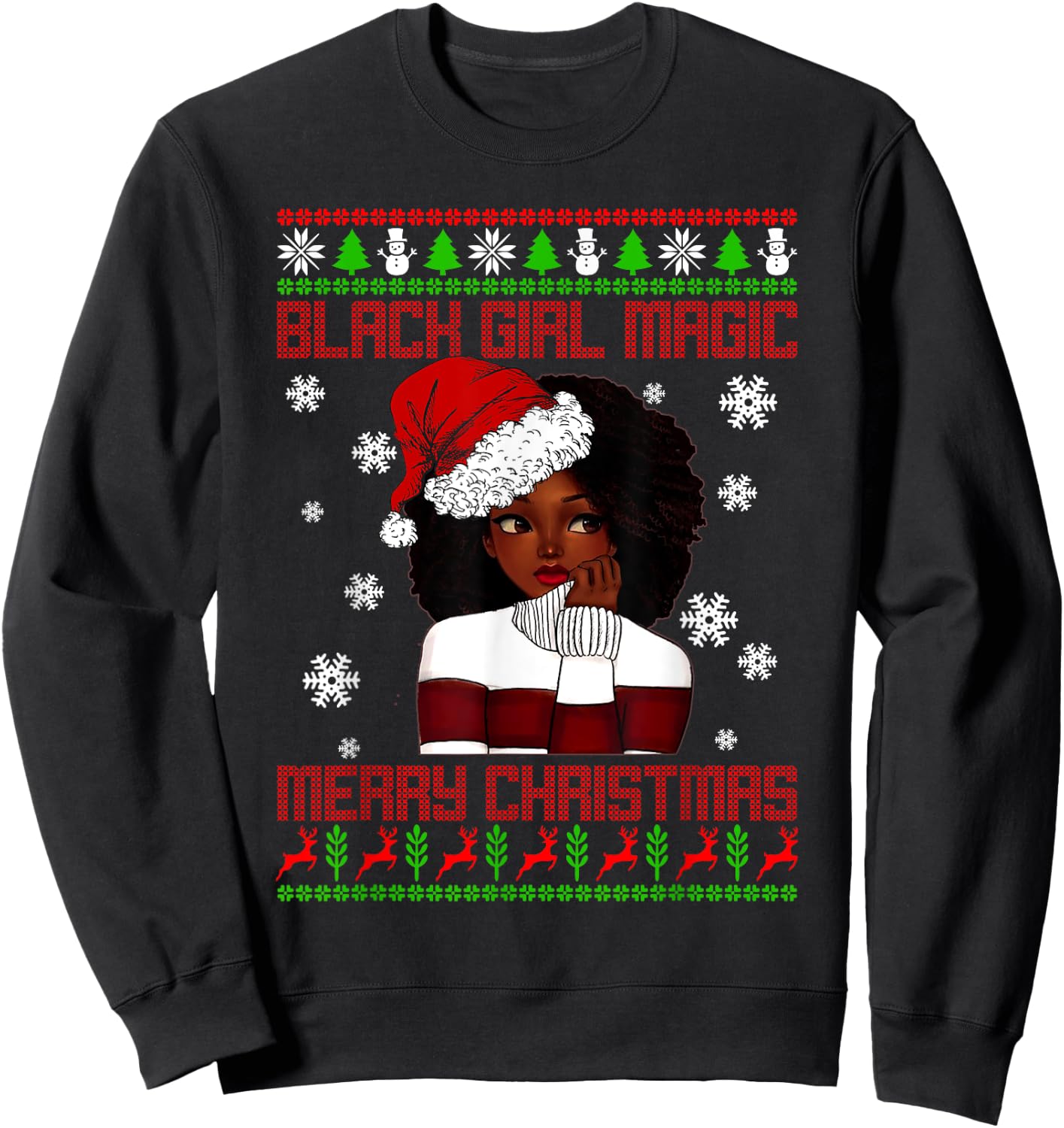 Black Girl Magic Ugly Christmas African American Woman Xmas Sweatshirt - Sweatshirt | Black