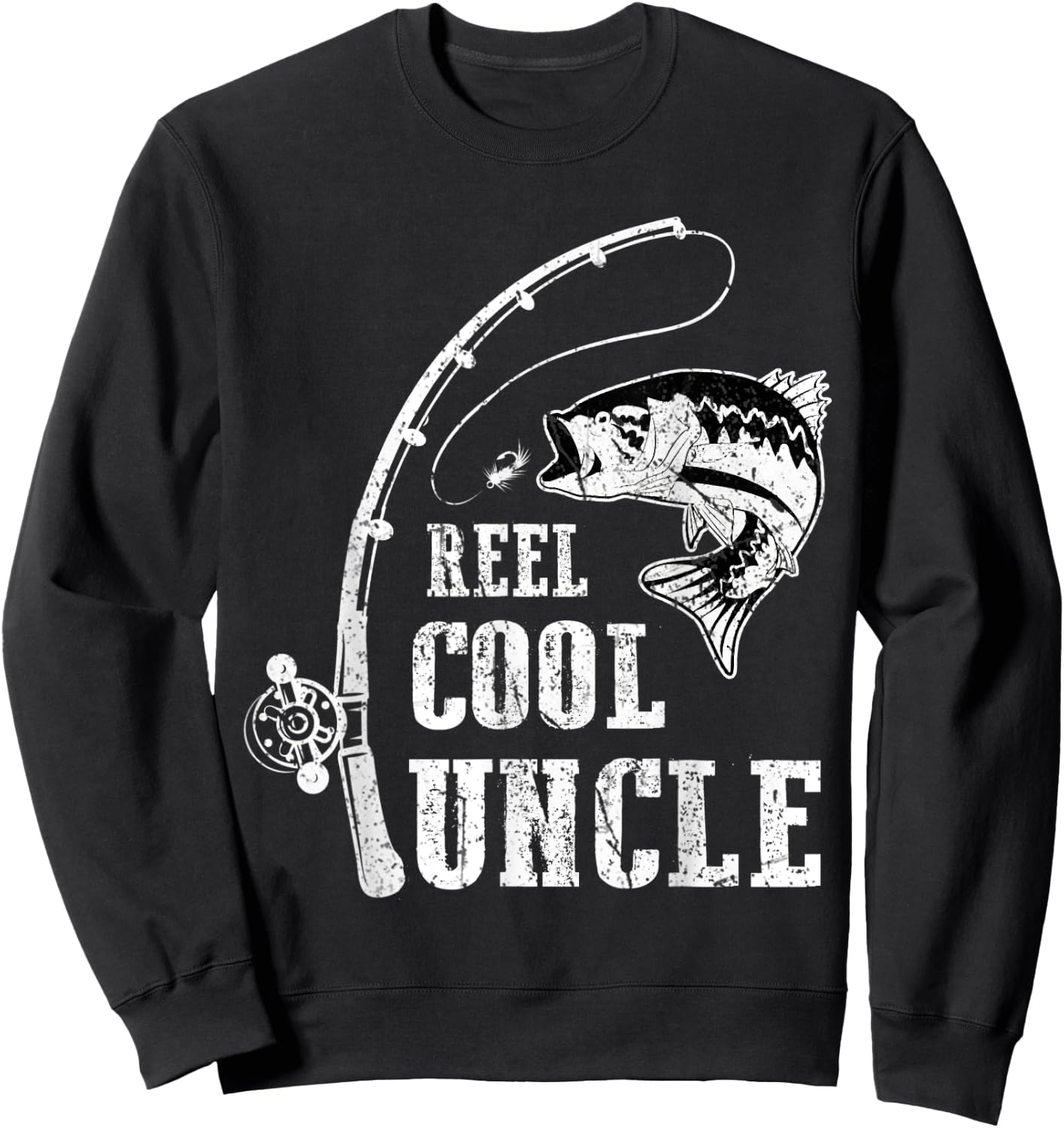 Reel Cool Uncle Fishing Daddy Fathers Day Sweatshirt - Sweatshirt | Black