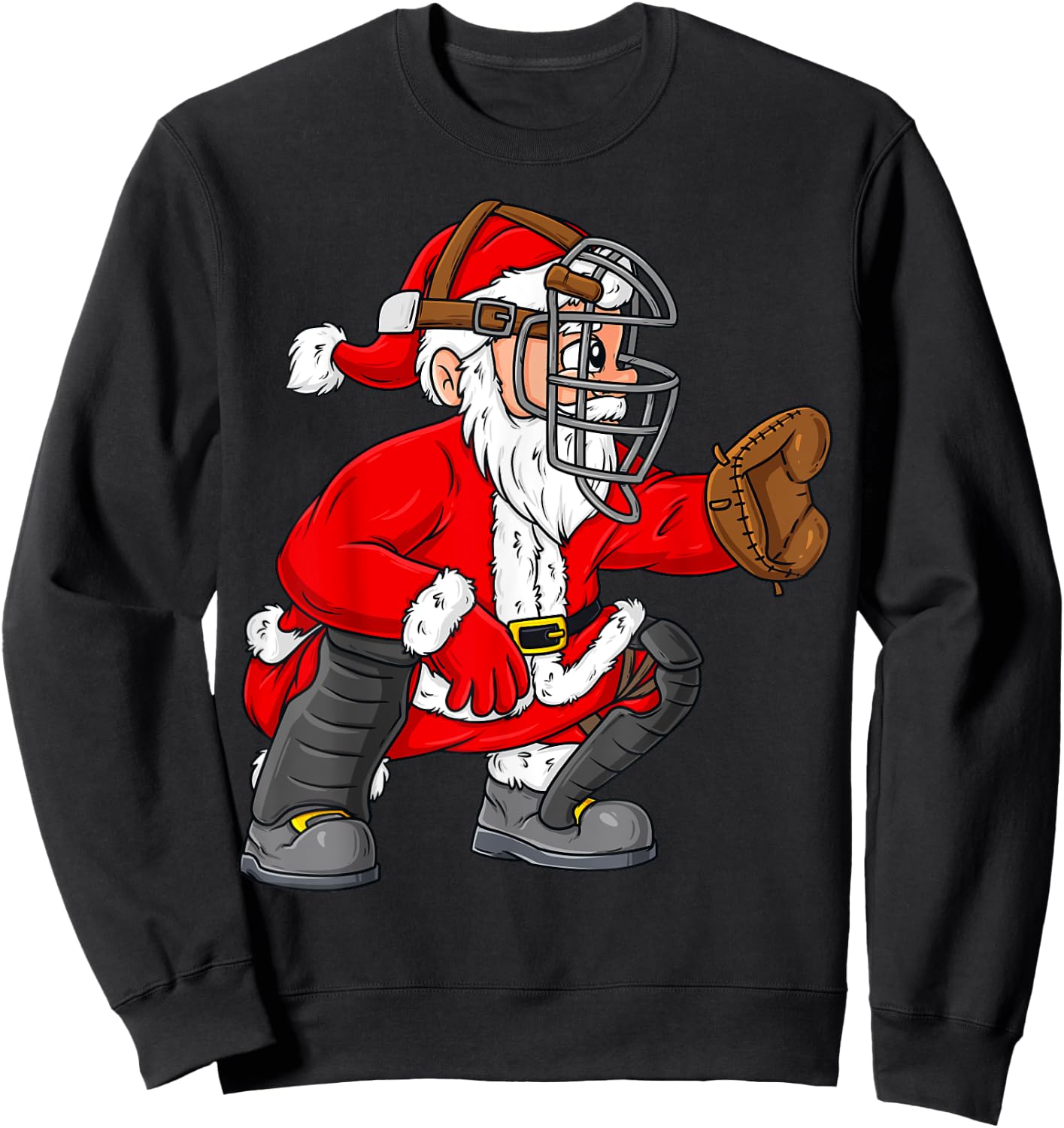 Christmas Santa Claus Baseball Catcher Boys Girls Kids Xmas Sweatshirt - Sweatshirt | Black