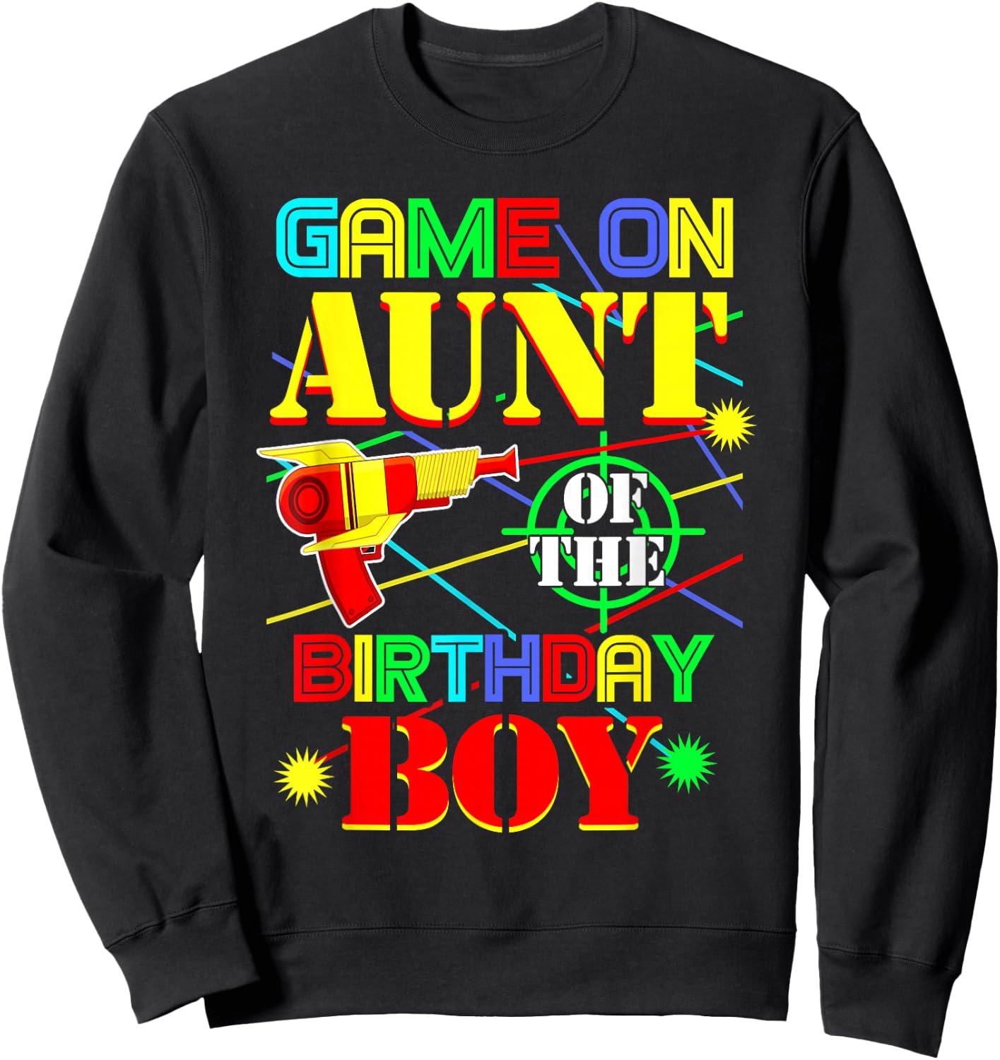 Game On Aunt Of The Birthday Boy Shirt Funny Mommy Mama Sweatshirt - Sweatshirt | Black