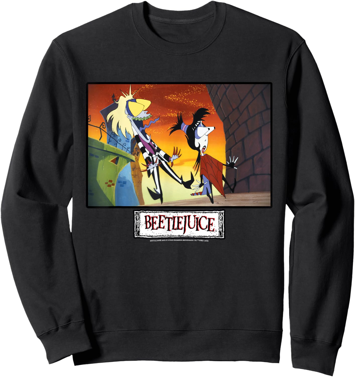 Beetlejuice and Lydia Surprised Bug Eyes Sweatshirt - Sweatshirt | Black