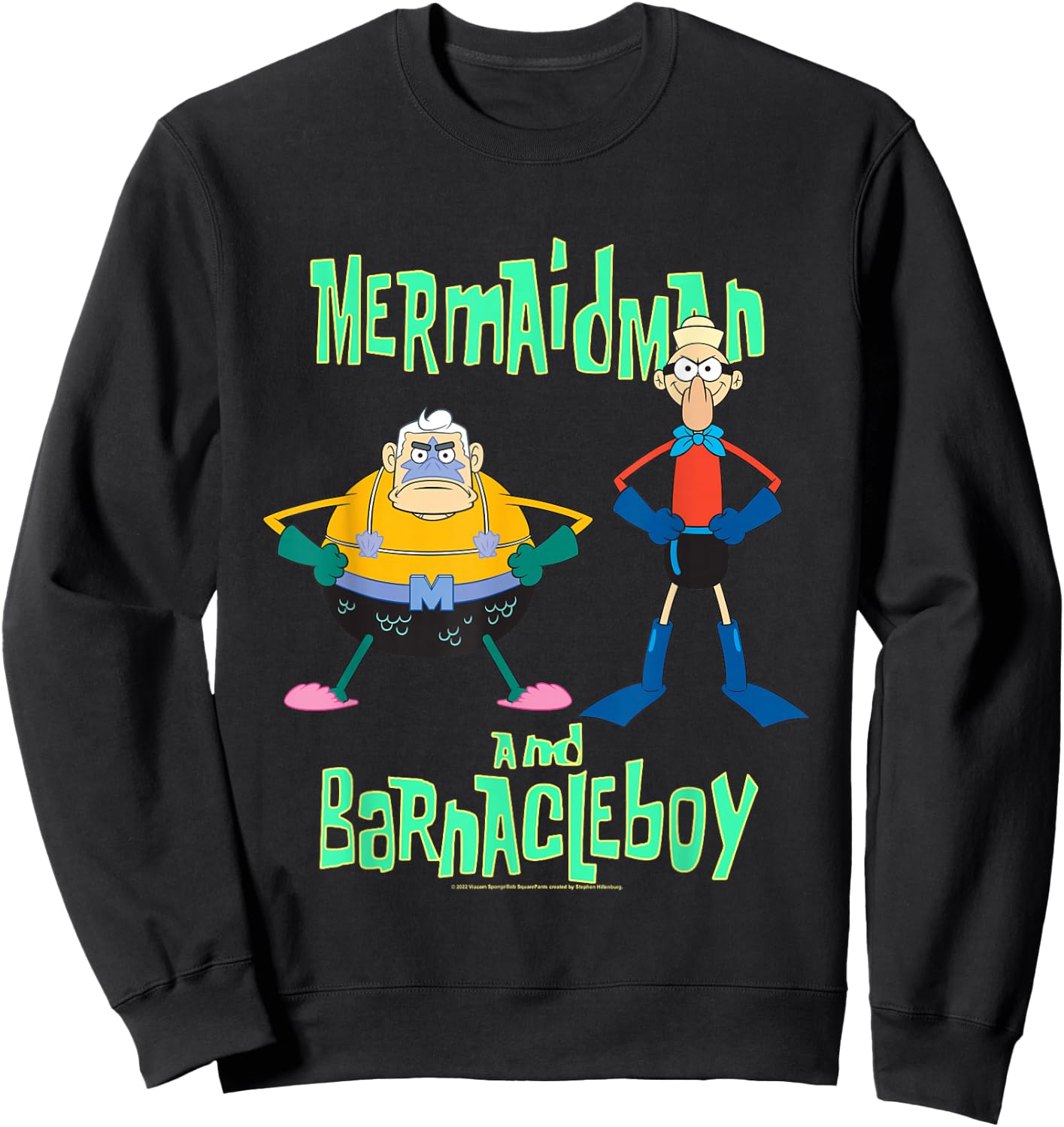 Spongebob Squarepants Mermaidman and Barnacleboy Sweatshirt - Sweatshirt | Black