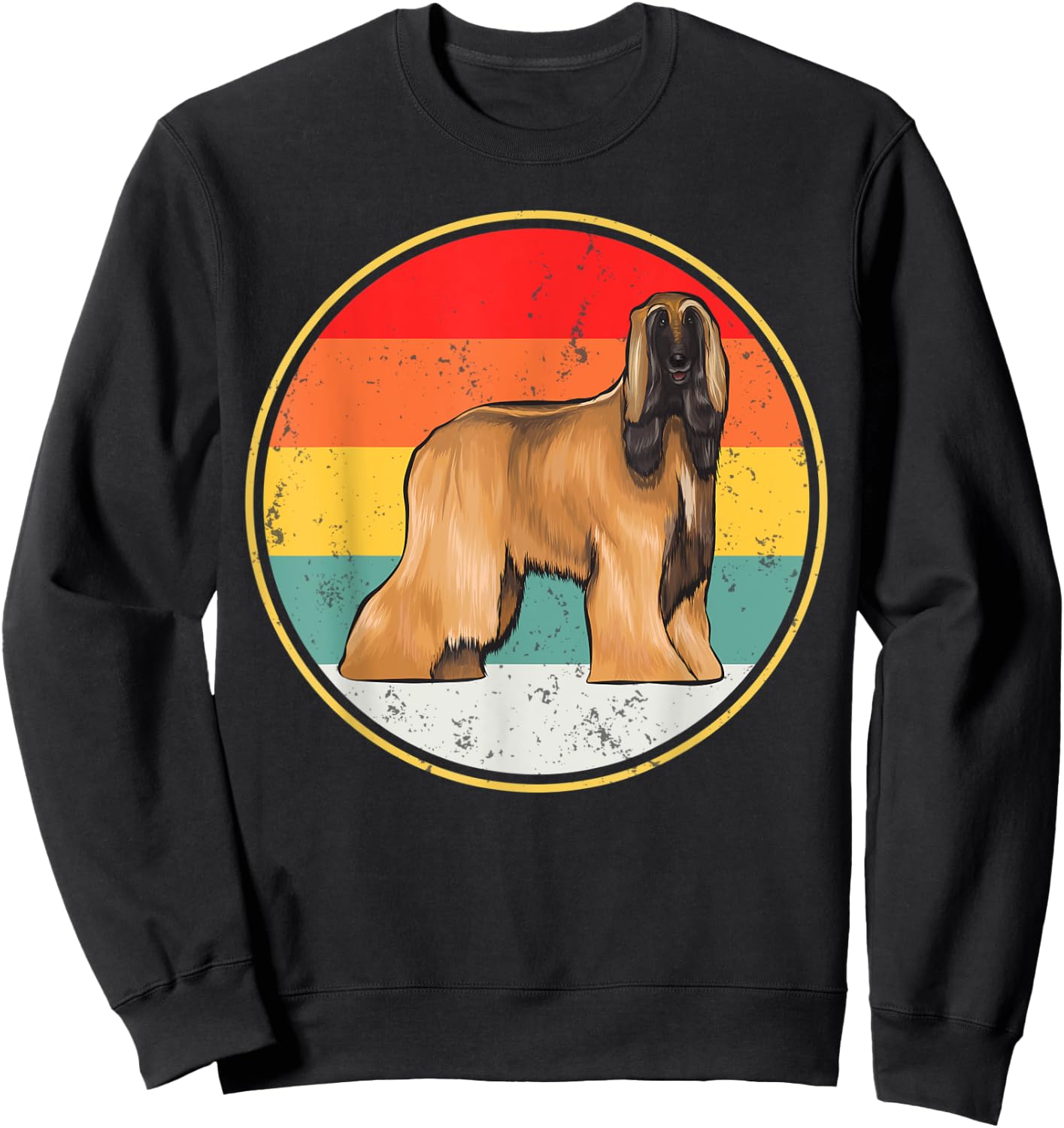 Vintage Retro Sunset Afghan Hound Dog Men Women Kids Sweatshirt - Sweatshirt | Black