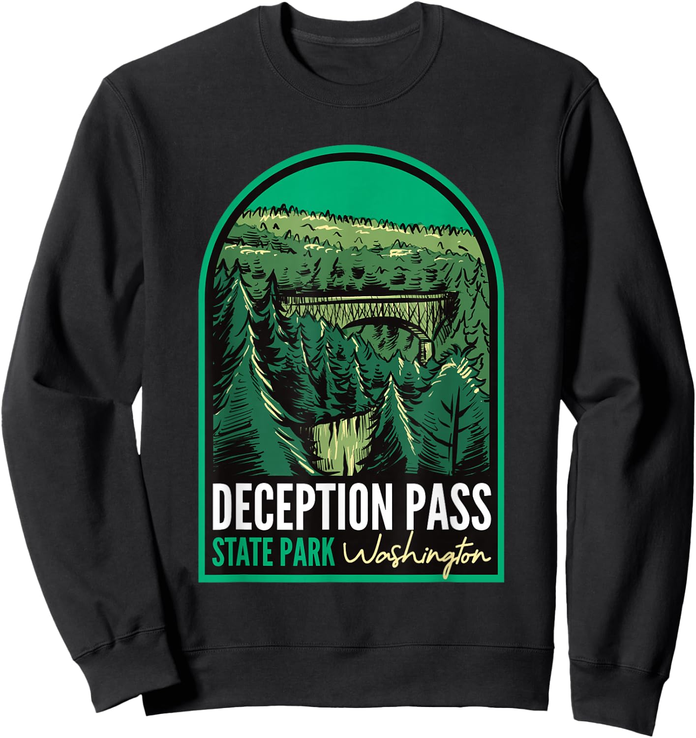 Deception Pass State Park Washington Sweatshirt - Sweatshirt | Black
