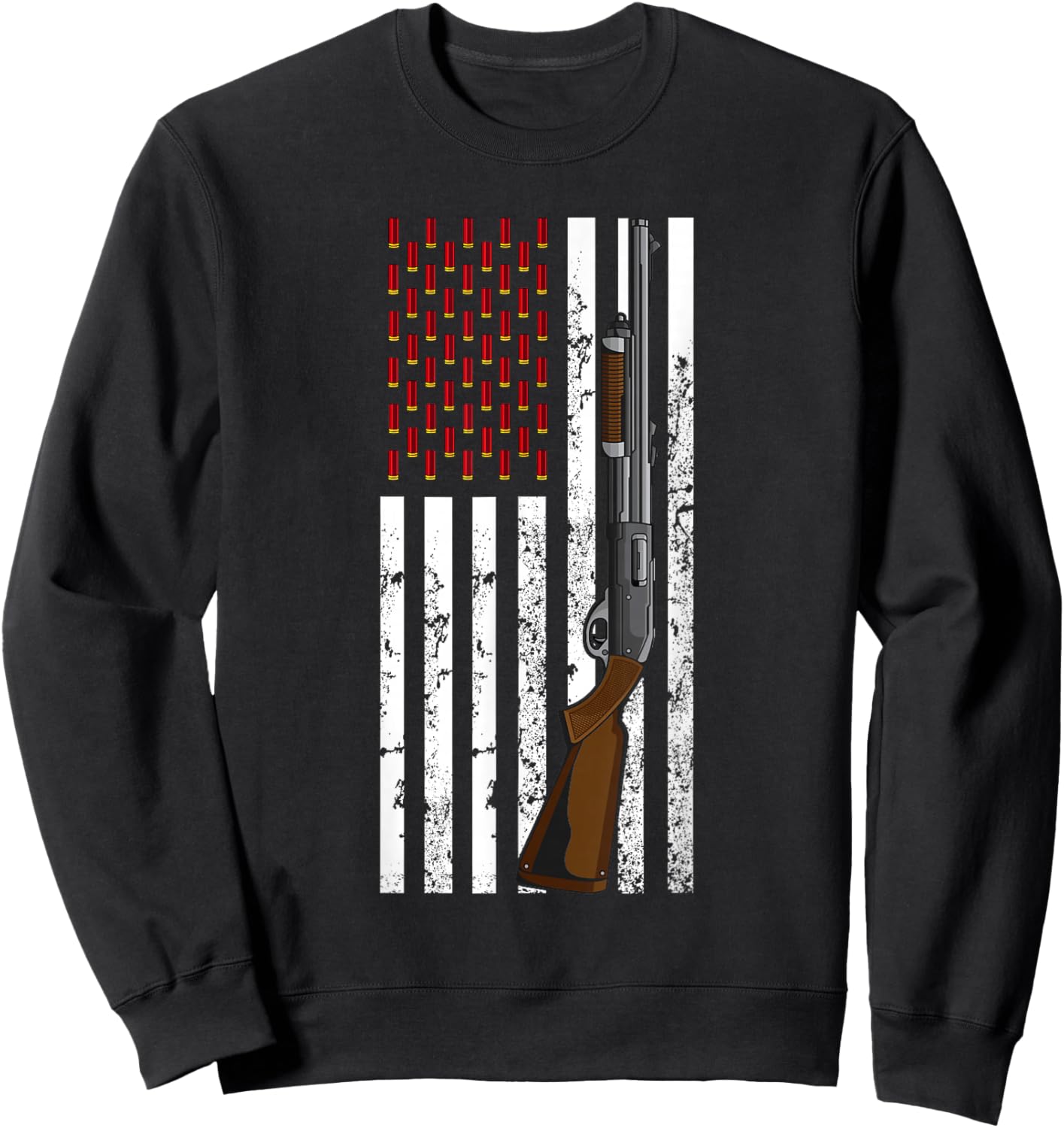 Clay Pigeon Shooting USA Flag - Shotgun & Cartridge Flag Women Men Sweatshirt - Sweatshirt | Black