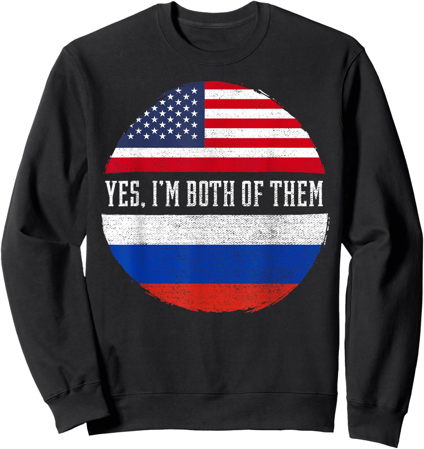Half American Half Russian USA Flag Russia Heritage DNA Sweatshirt - Sweatshirt | Black