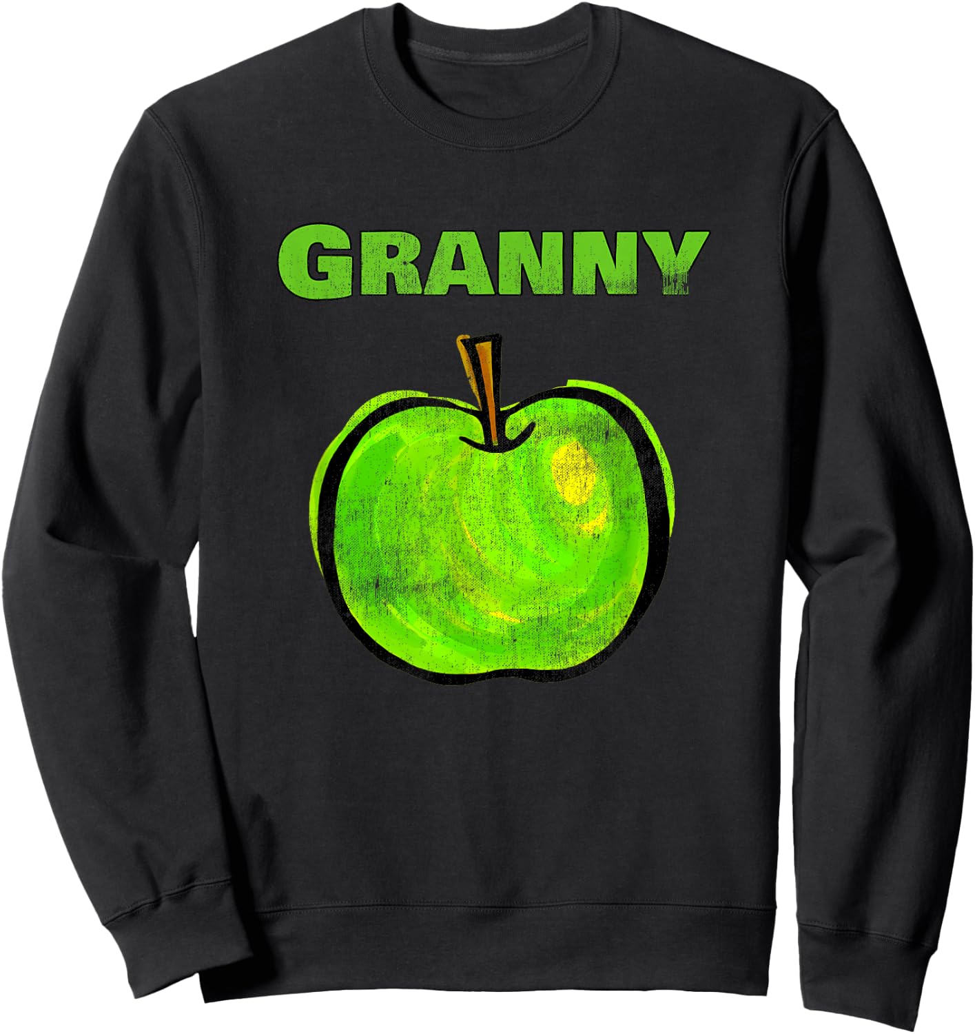 Granny Green Apple Grandmother Baking Fruit Funny T Shirt Sweatshirt - Sweatshirt | Black