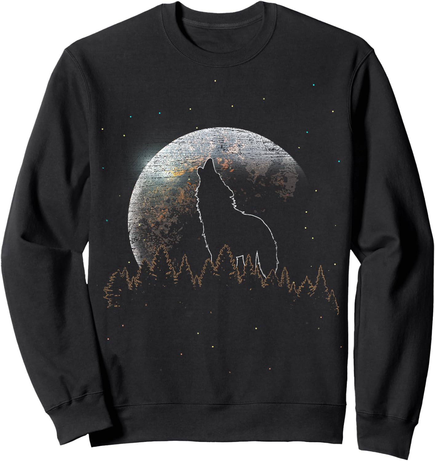 Predator Animal Lover Wildlife Forest Full Moon Howling Wolf Sweatshirt - Sweatshirt | Black