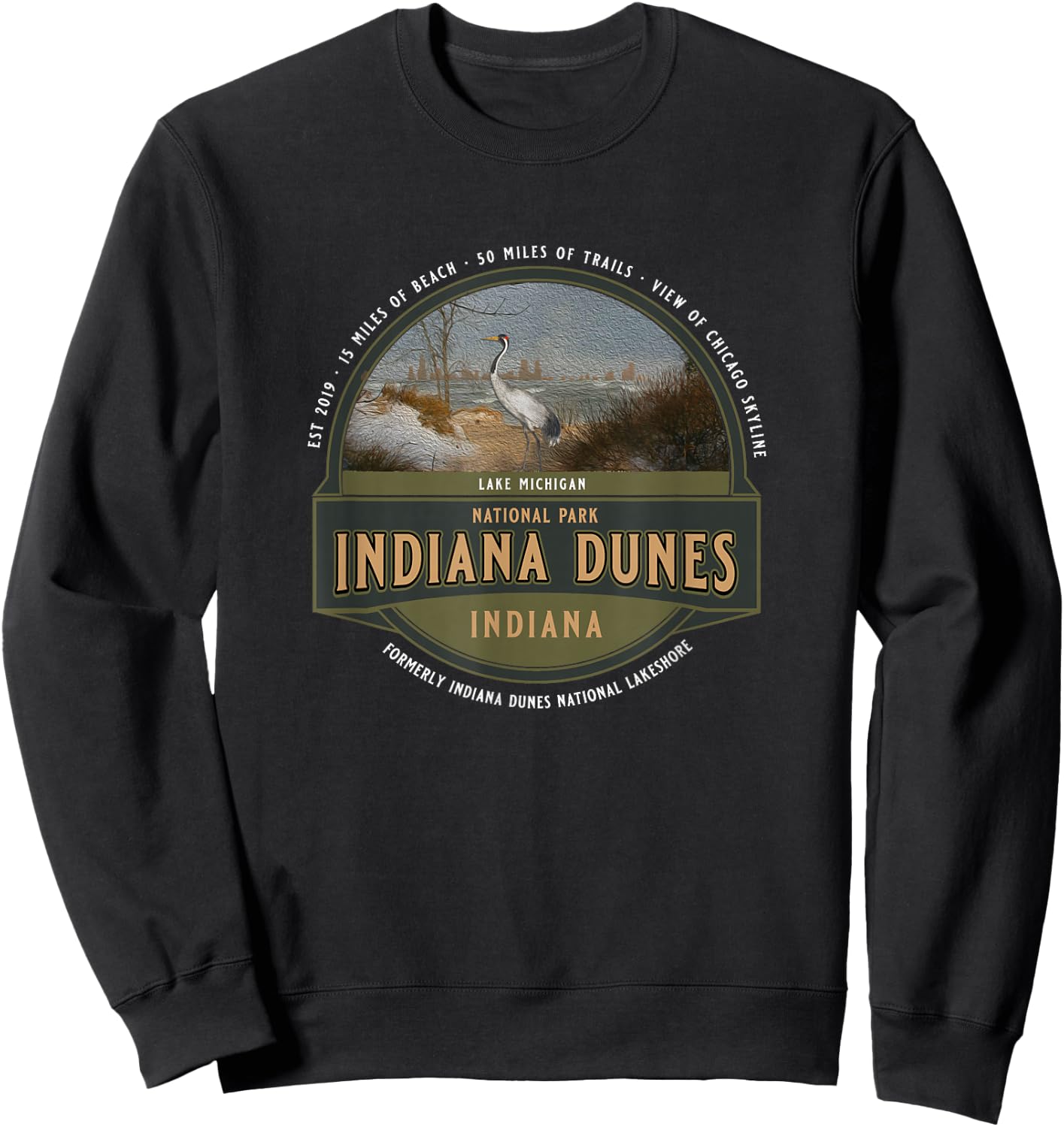 Indiana Dunes National Park Lake Michigan Beach Trails Sweatshirt - Sweatshirt | Black