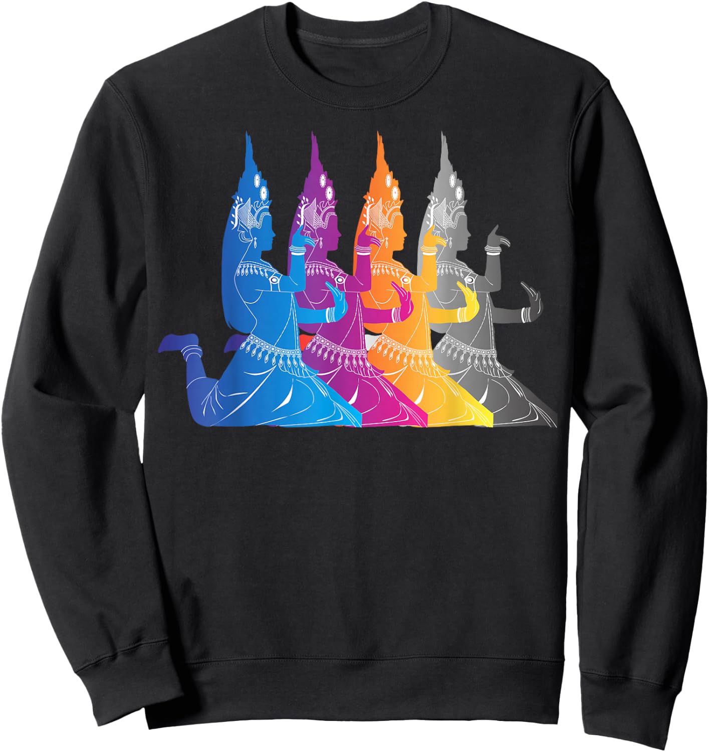 Southeast Asian Colorful Traditional Dance Thailand Cambodia Sweatshirt - Sweatshirt | Black