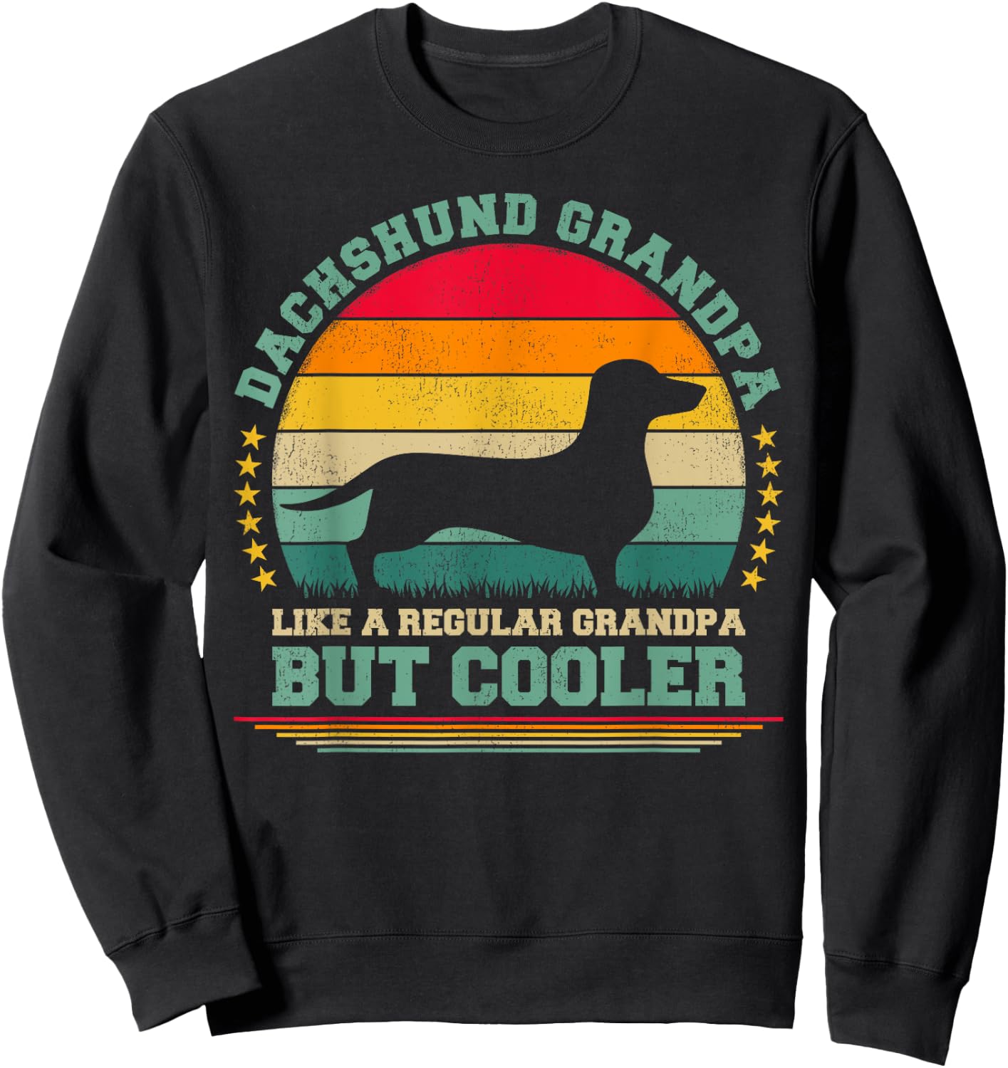 Dachshund Dog Lover Vintage Dachshund Grandpa Father's Day Sweatshirt - Sweatshirt | Black