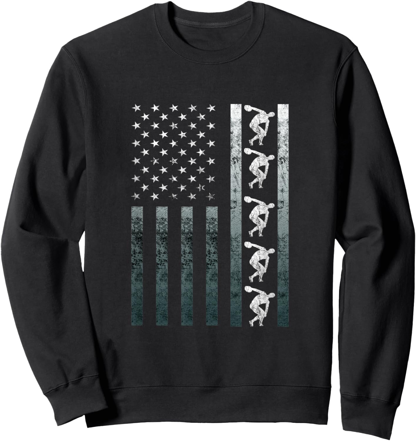 Discus Thrower Track And Field Vintage America Flag USA Sweatshirt - Sweatshirt | Black