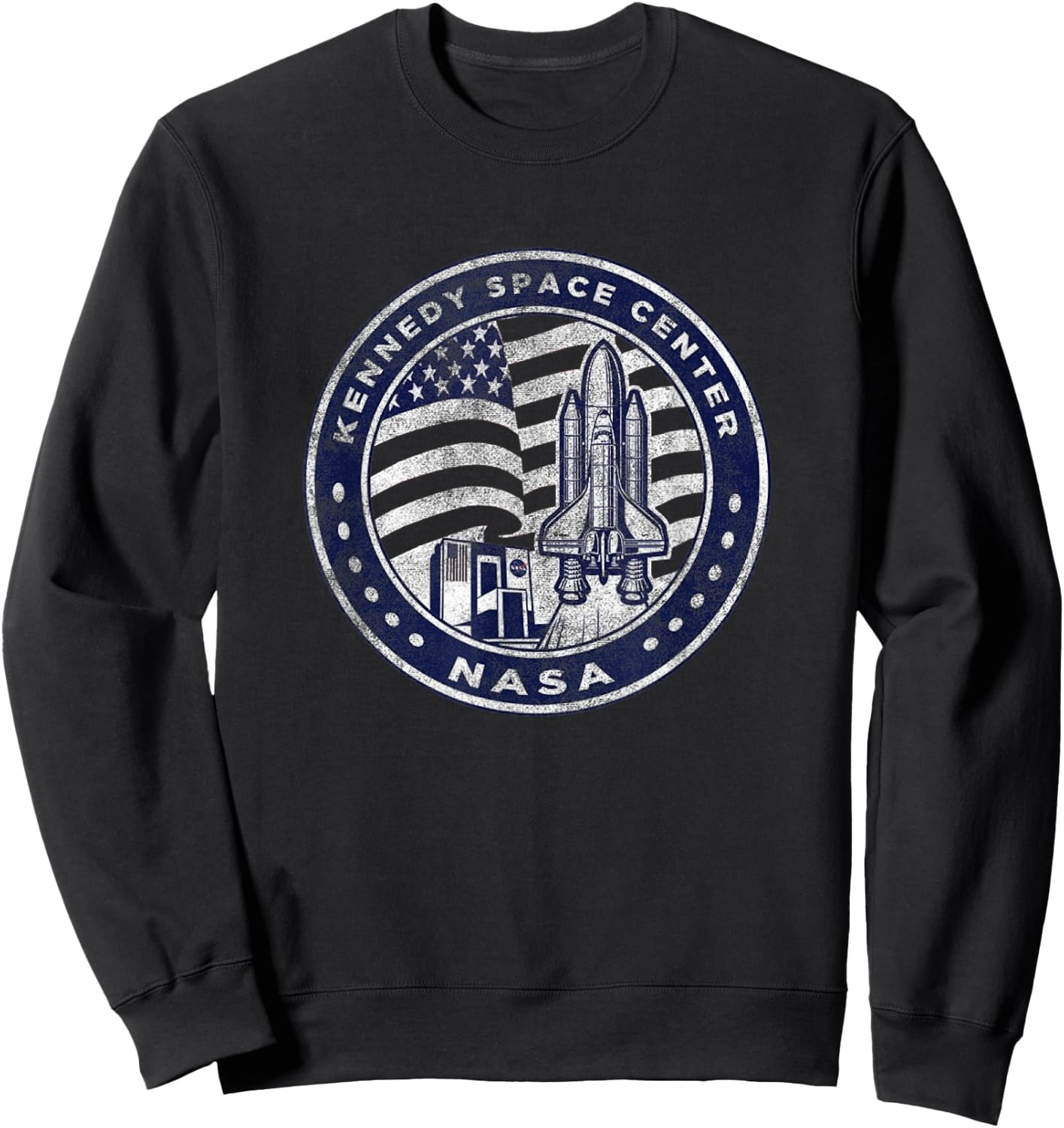 NASA Kennedy Space Center Americana Vintage Faded Badge Sweatshirt - Sweatshirt | Black
