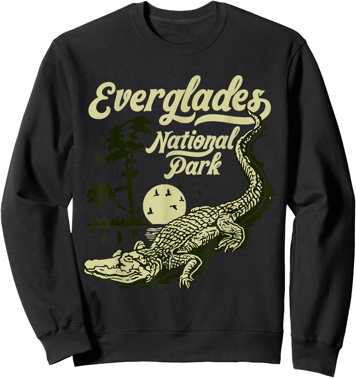 Giant Step Design Co. Everglades National Park Vintage Crocodile Alligator Florida Sweatshirt - Sweatshirt | Black