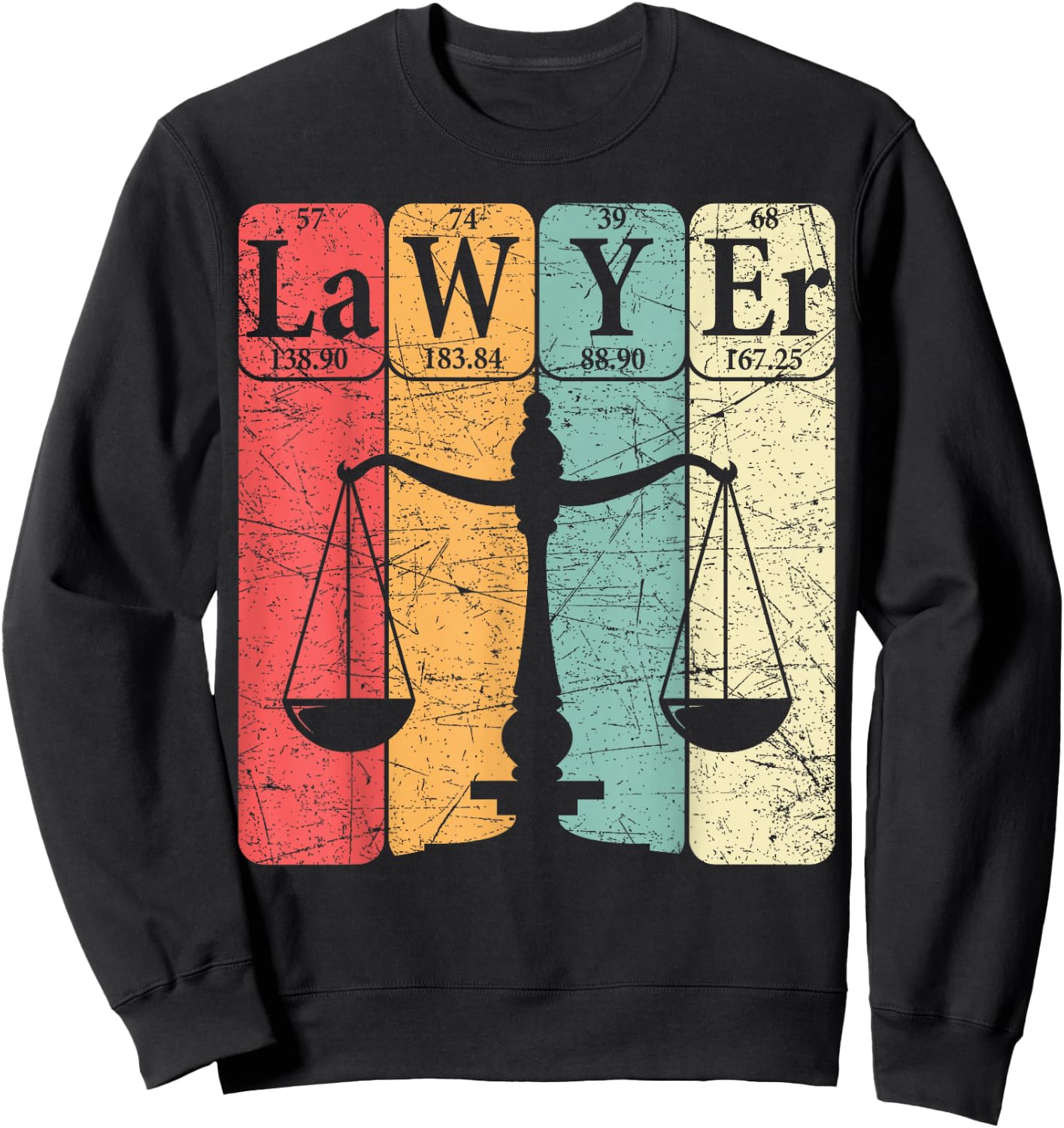 Lawyer Periodic Table Elements Nerd Lawyer Vintage Sweatshirt - Sweatshirt | Black