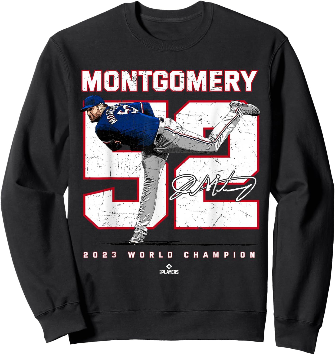Player 2023 World Champion Jordan Montgomery Texas MLBPA Sweatshirt - Sweatshirt | Black