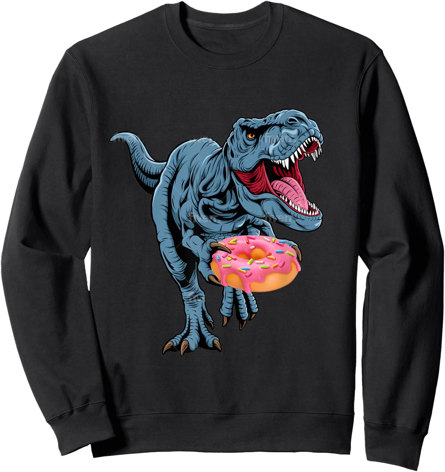 Donut Dinosaur Doughnut Sprinkles T-Rex Lover Sweet Dessert Sweatshirt - Sweatshirt | Black