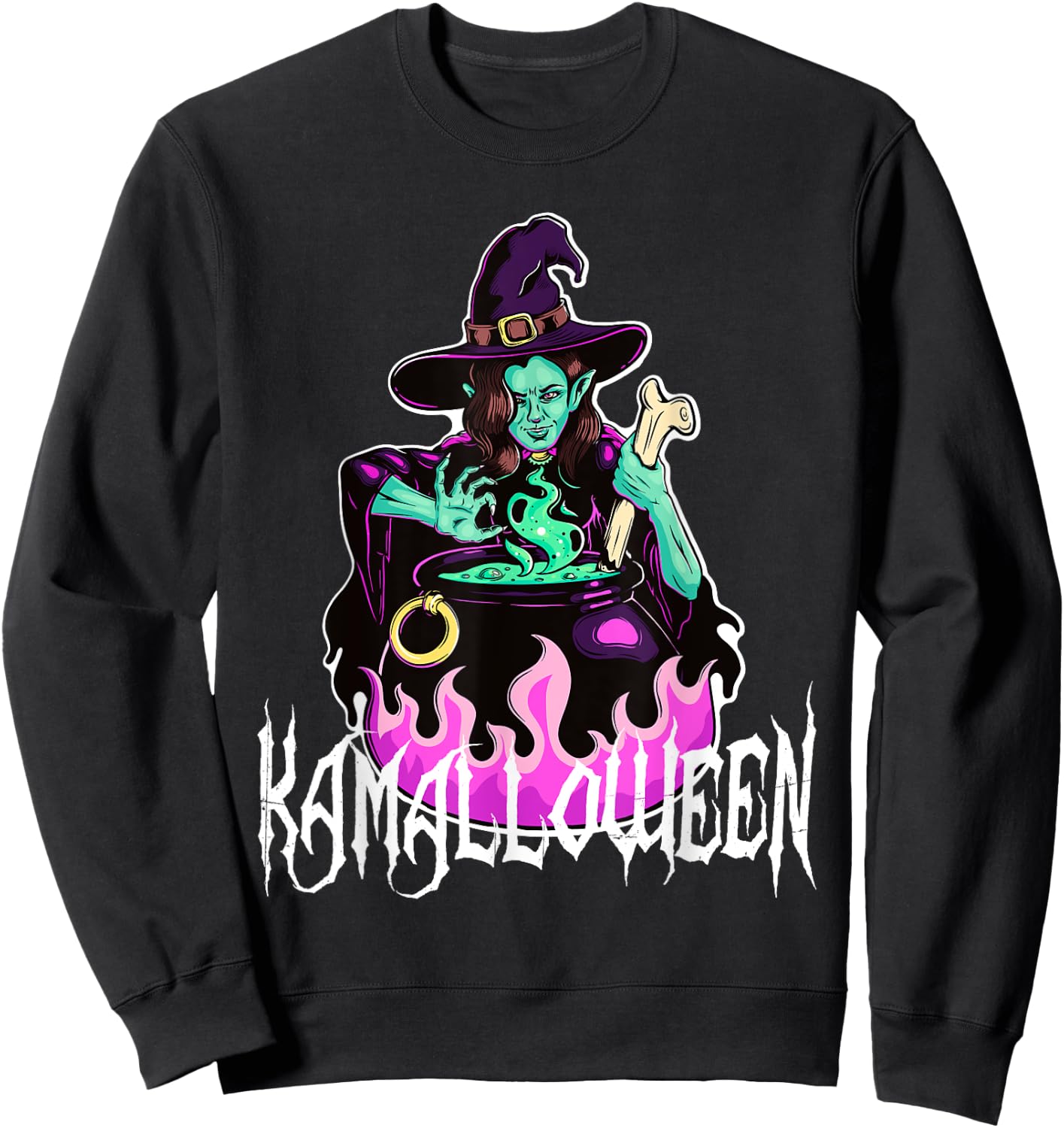 Kamalloween Funny Witch Kamala Harris Halloween Costume Sweatshirt - Sweatshirt | Black