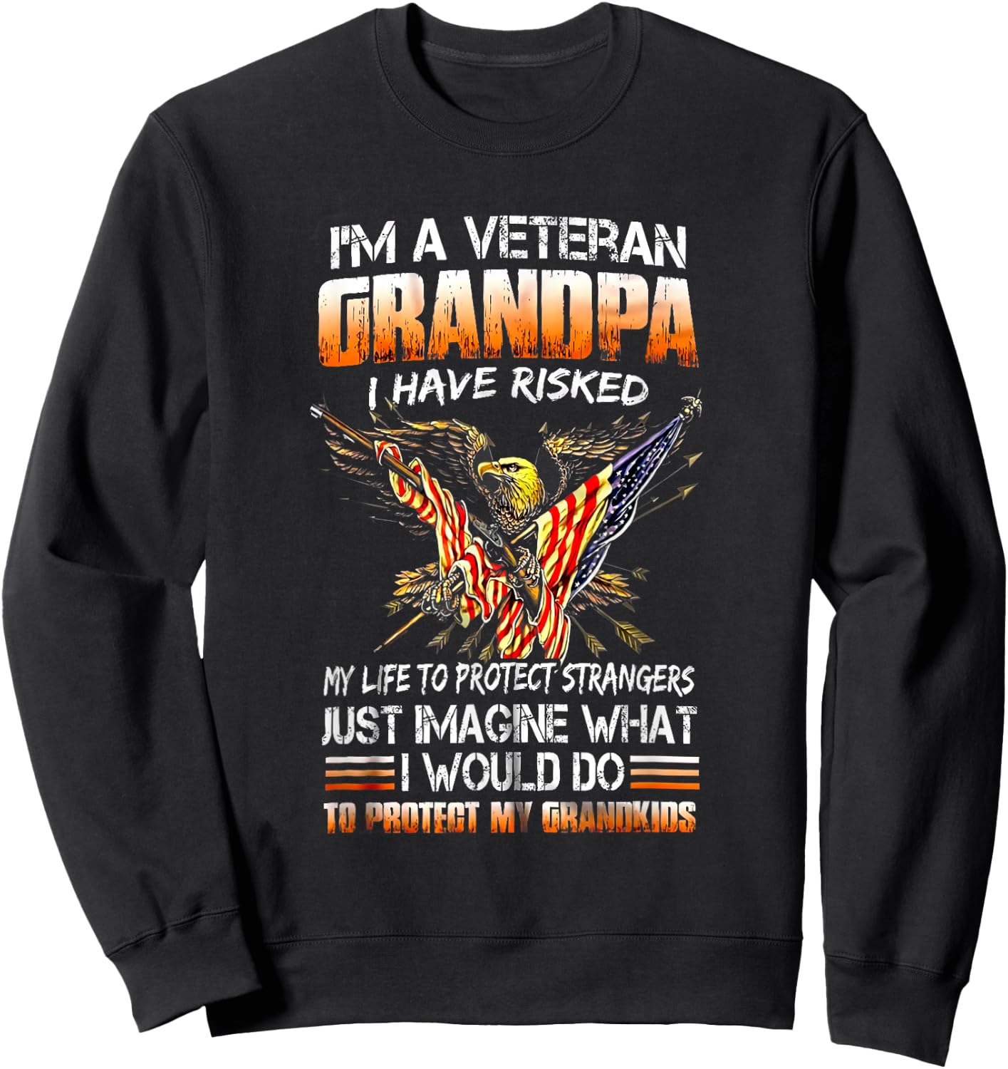 Veteran Grandpa Proud Vet Grandfather Fathers Day Sweatshirt - Sweatshirt | Black